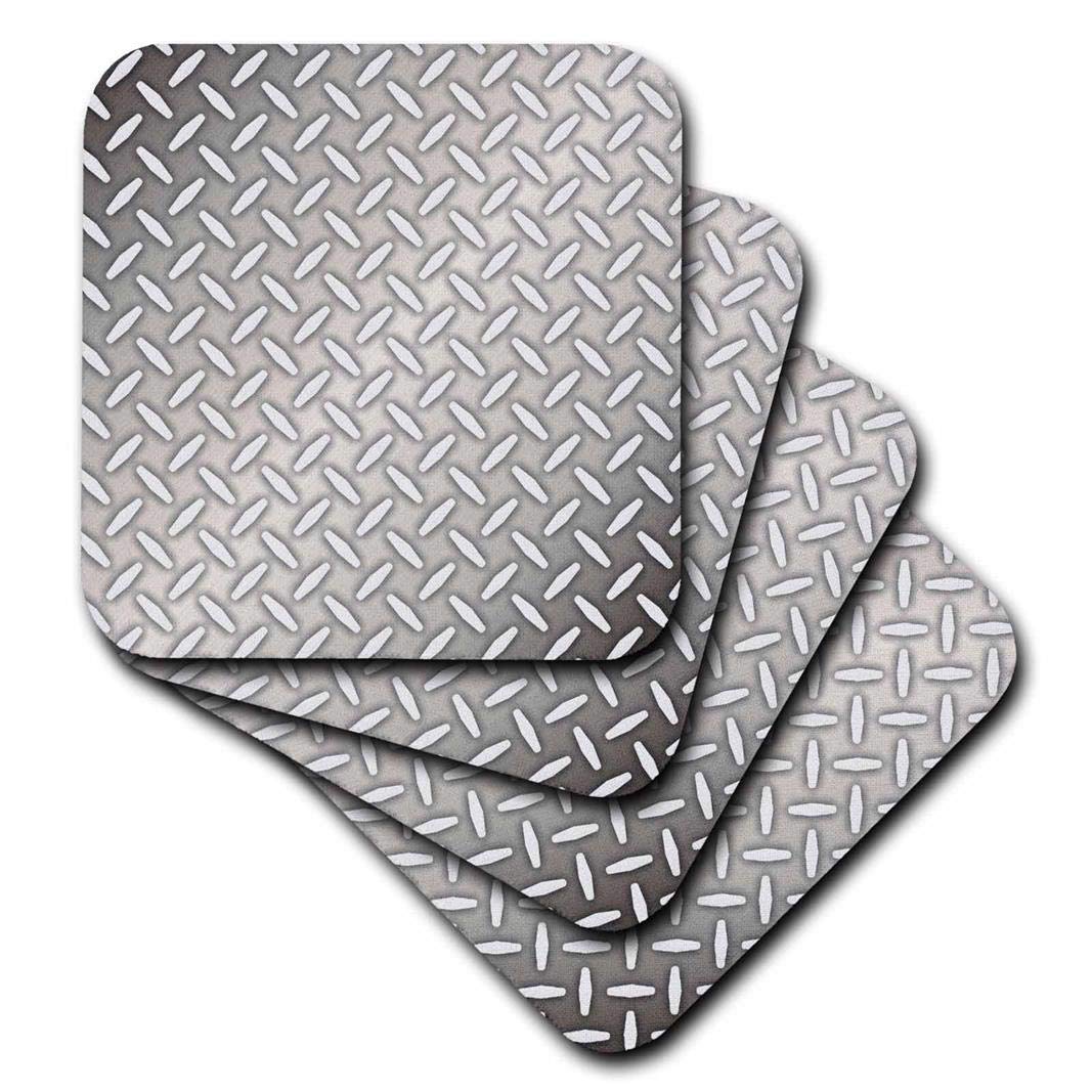 3dRoseGray Steel Diamond Plate Industrial Pattern - Soft Coasters, Set of 8 (CST_219468_2)