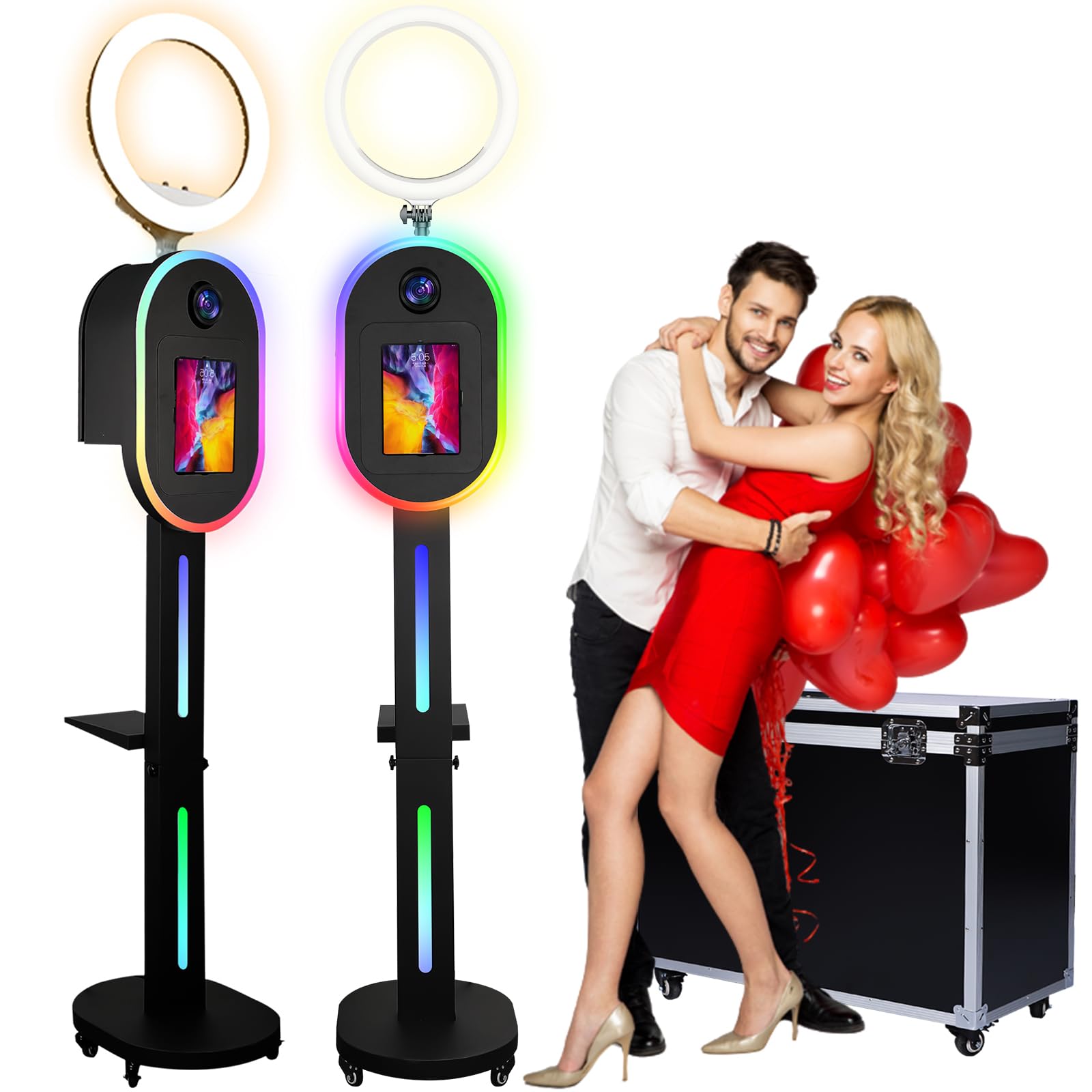 RDYMONKEY Photo Booth for All iPad and for Camera Dualuse Selfie Station Shell Stand APP Control RGB Ring Light Music Sync Light Box Photobooth