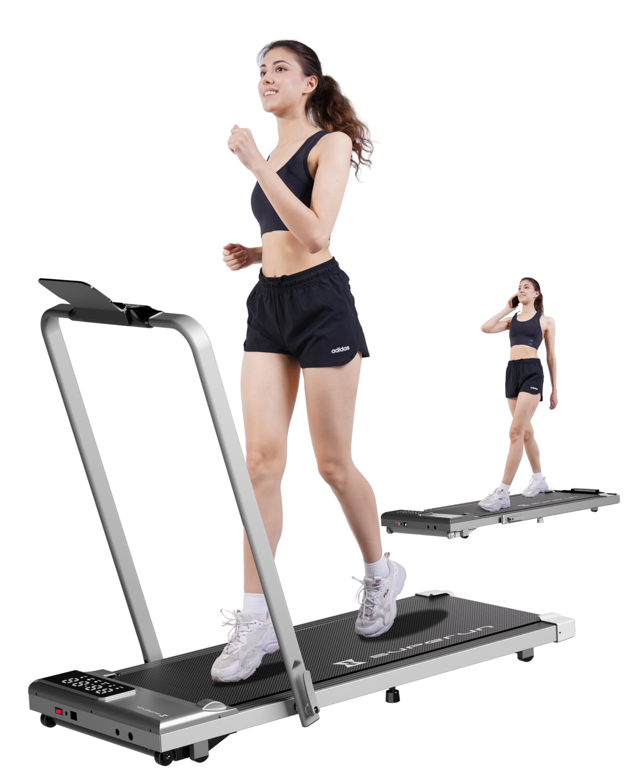 SupeRun 3 in 1 Walking Pad Treadmill- 3.0HP Folding Treadmills for Home Easy to Store, 300LBs Capacity Under Desk Treadmill Free Installation and Low Noise for Office Work
