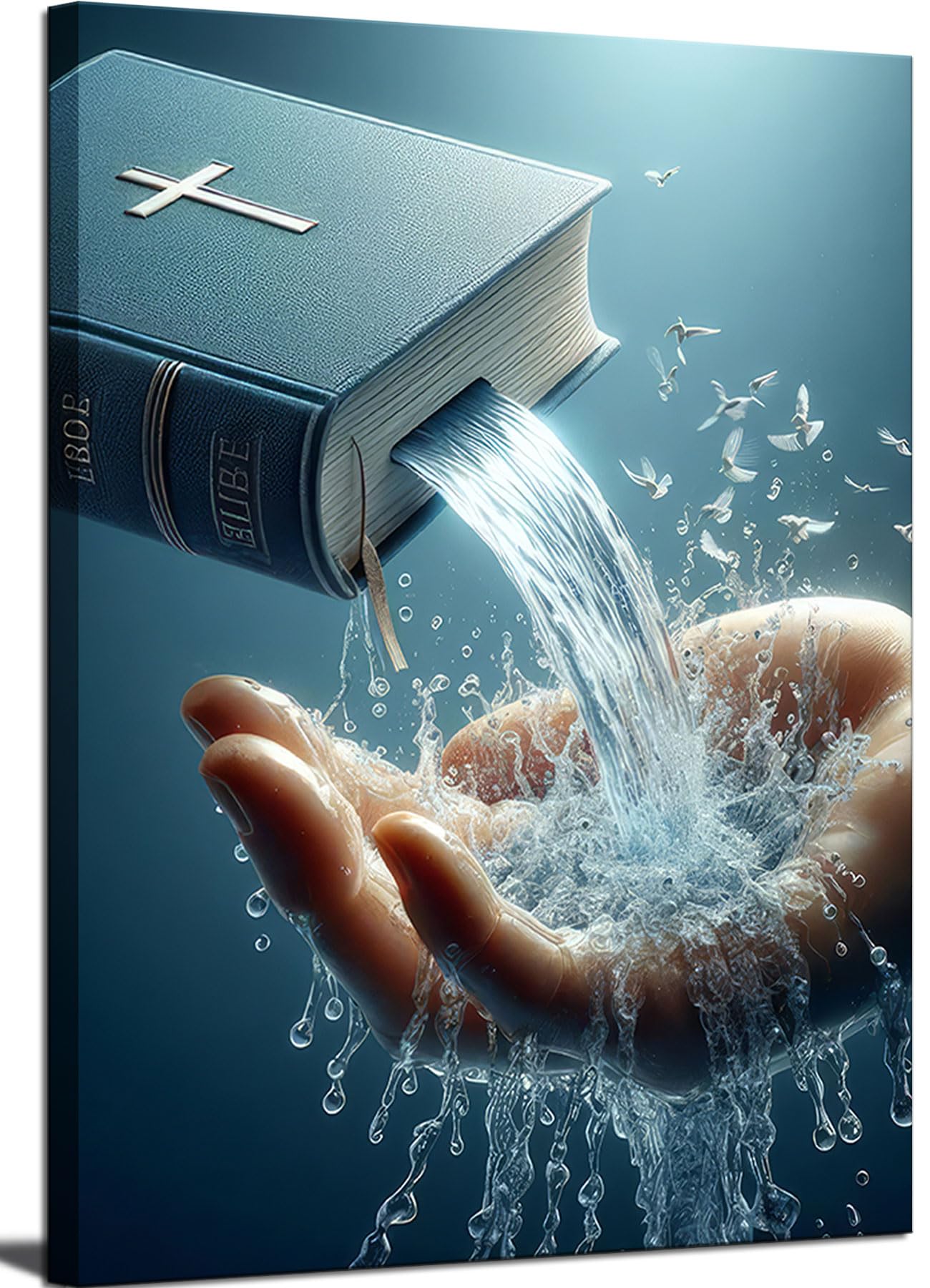 Photo 1 of ***DAMAGED - SEE NOTES/PICTURES*** Christian Holy Water Wall Art Inspirational Bible Themed Wall Decor Pictures Modern Religious The Hand of Jesus Posters Prints for Living Room Bedroom Church Home Decoration