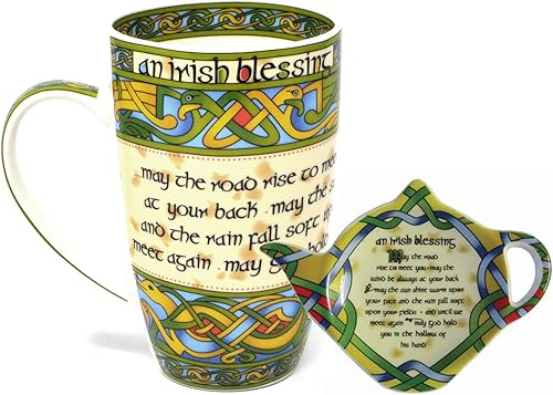 Miniatura 1 de Royal Tara Irish Blessing Set - Taza de porcelana de hueso de 14 onzas líquidas, caja de tejido irlandés, té, bolsas de té sueltas de hojas y