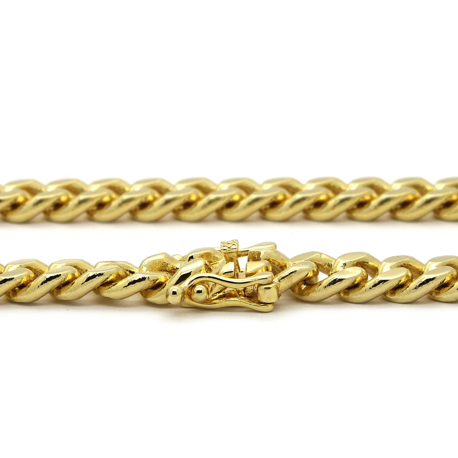 Para hombre chapado en oro 6 mm 30 "Heavy de grosor soporte de corte doble Clip caja Lock Cadena Cubana Collar