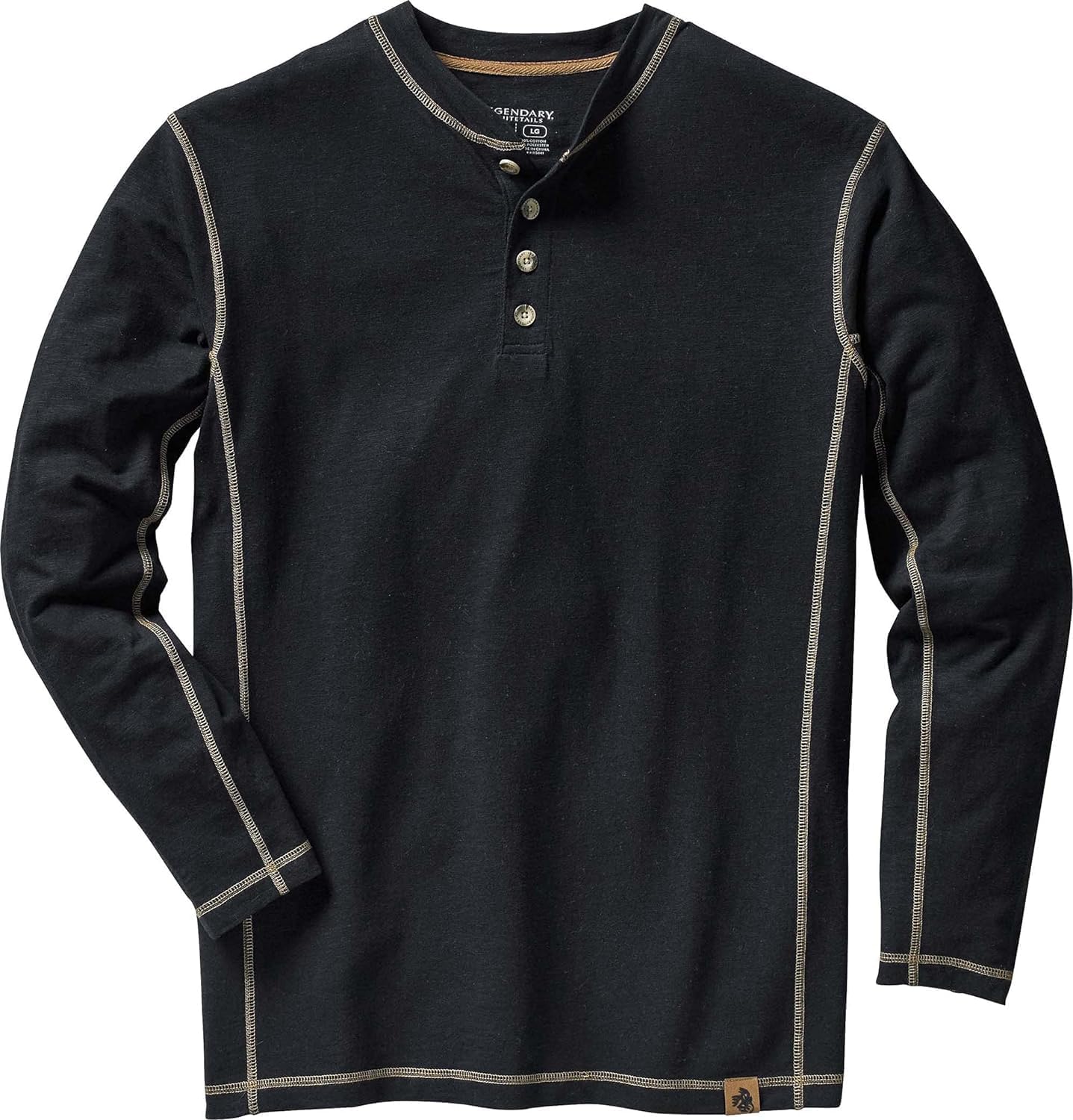 Legendary Whitetails Men's Maverick Slub Henley Shirt Large Tall Black