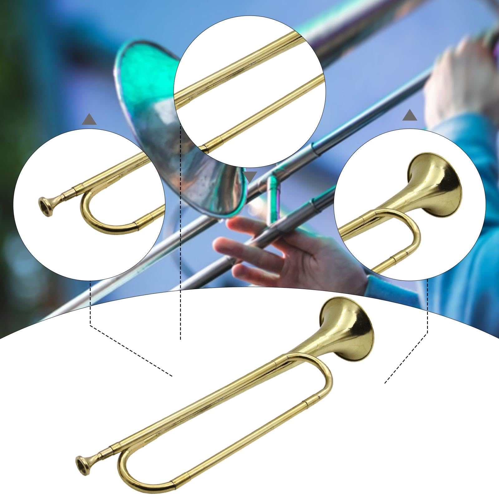 Menolana B Flat Trumpet Marching Bugle Music Instrument Classic Brass Instrument Blowing Bugle for Advanced Student Orchestra Children