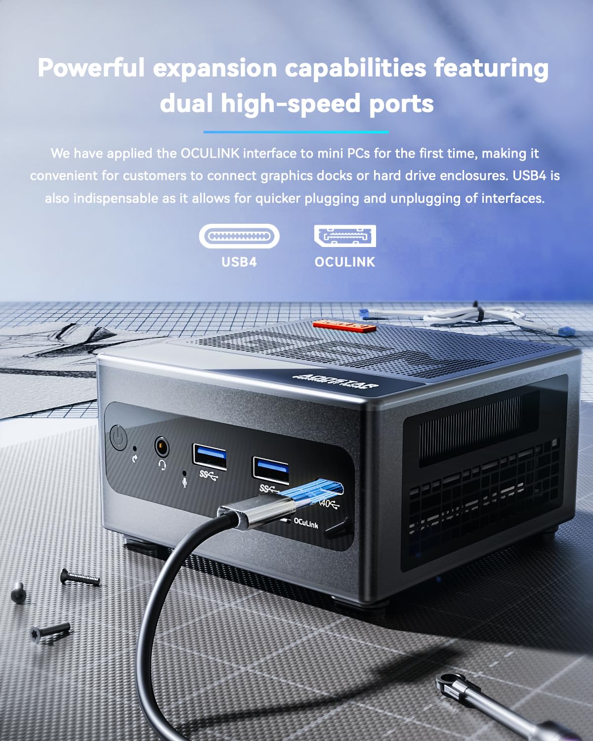 ミニPC AooStar Gem10 Ryzen 7 7840HS w/ 780M AOOSTAR GEM10 Mini-pc, Ryzen7 7840HS mini-desktopcomputer, 16 GB