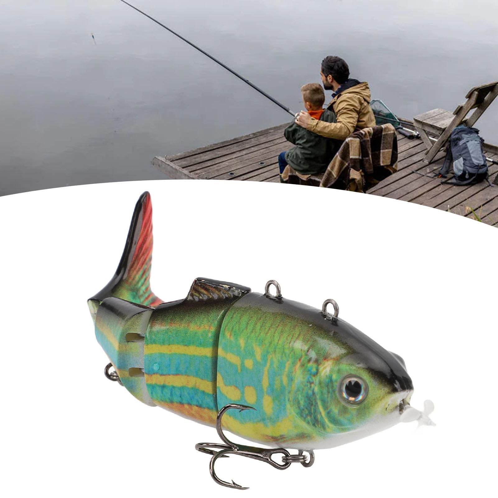 Appât de Pêche électrique articulé, Leurre de Pêche Robotique avec LED, Rechargeable par USB, adapté aux Environnements d'eau Douce