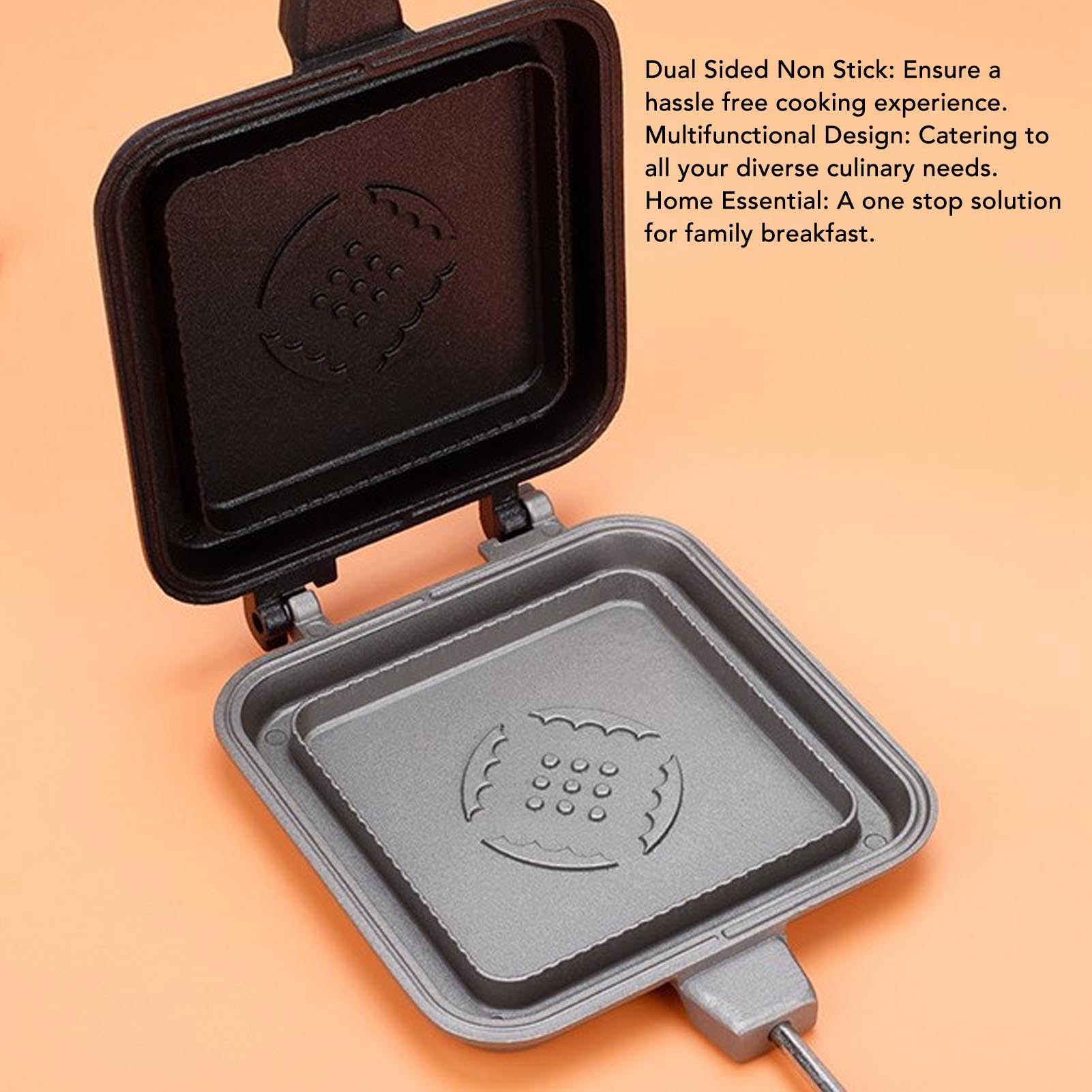 Panino per Panini, Fornello da Campeggio in Ghisa, Pressa per Panini Quadrata, Antiaderente a Doppia Faccia Versatile Panini Maker