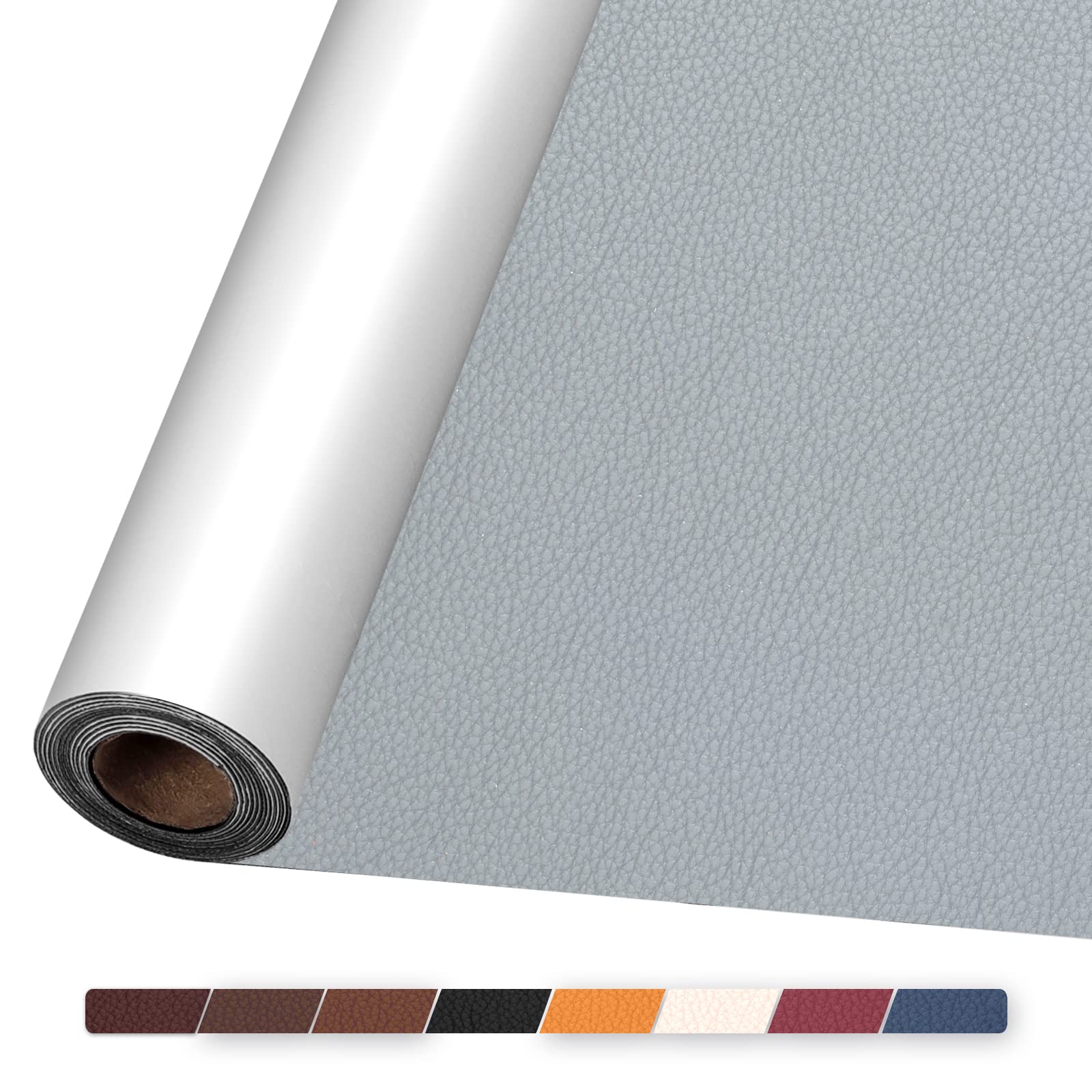 Leather Repair Patch, 17X79 inch Repair Patch Self Adhesive Waterproof, Reupholster Leather Tape for Furniture Couch Chairs Car Seat (Grey)