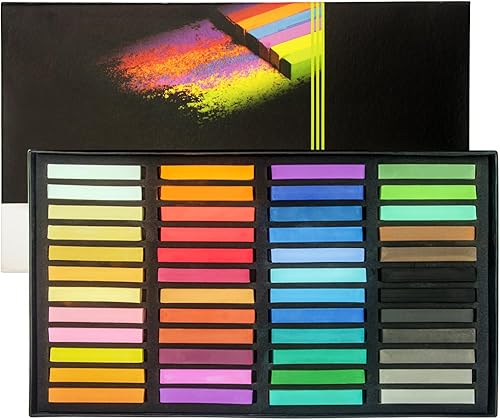 Juego de tizas pastel suaves no tóxicas para artistas profesionales, 48 colores pastel de tiza cuadrada para dibujar, mezclar, capas, sombreado,