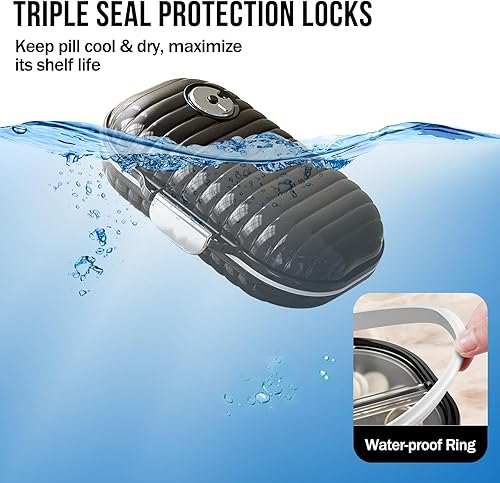 Miniatura 5 de Paquete de 2 pastilleros organizadores de píldoras, 7 compartimentos, dispensador de píldoras grande para el hogar, soporte de suplemento de viaje