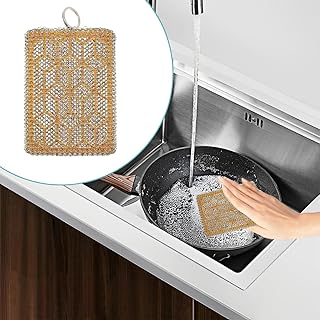 Duety 1/2Pcs Chainmail Scrubber 316 Stainless Steel Cast Iron Cleaner with Insert Silicone Pad Flexible Chain Mail Scrubbing Pad Multipurpose Cast Iron Scrubber for Iron Cookware Iron Pan Iron Skillet