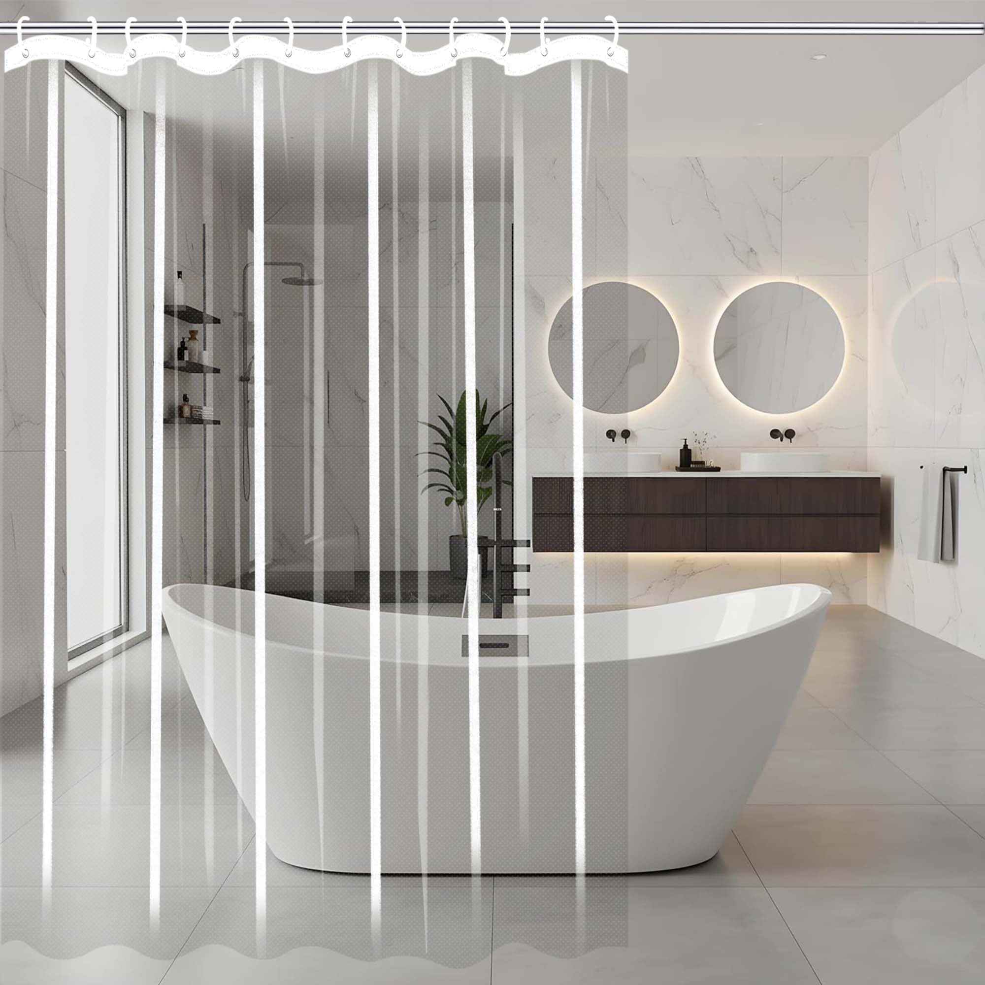 Rideau douche transparent pour baignoire 230 x 180 cm qui protège le sol des projections