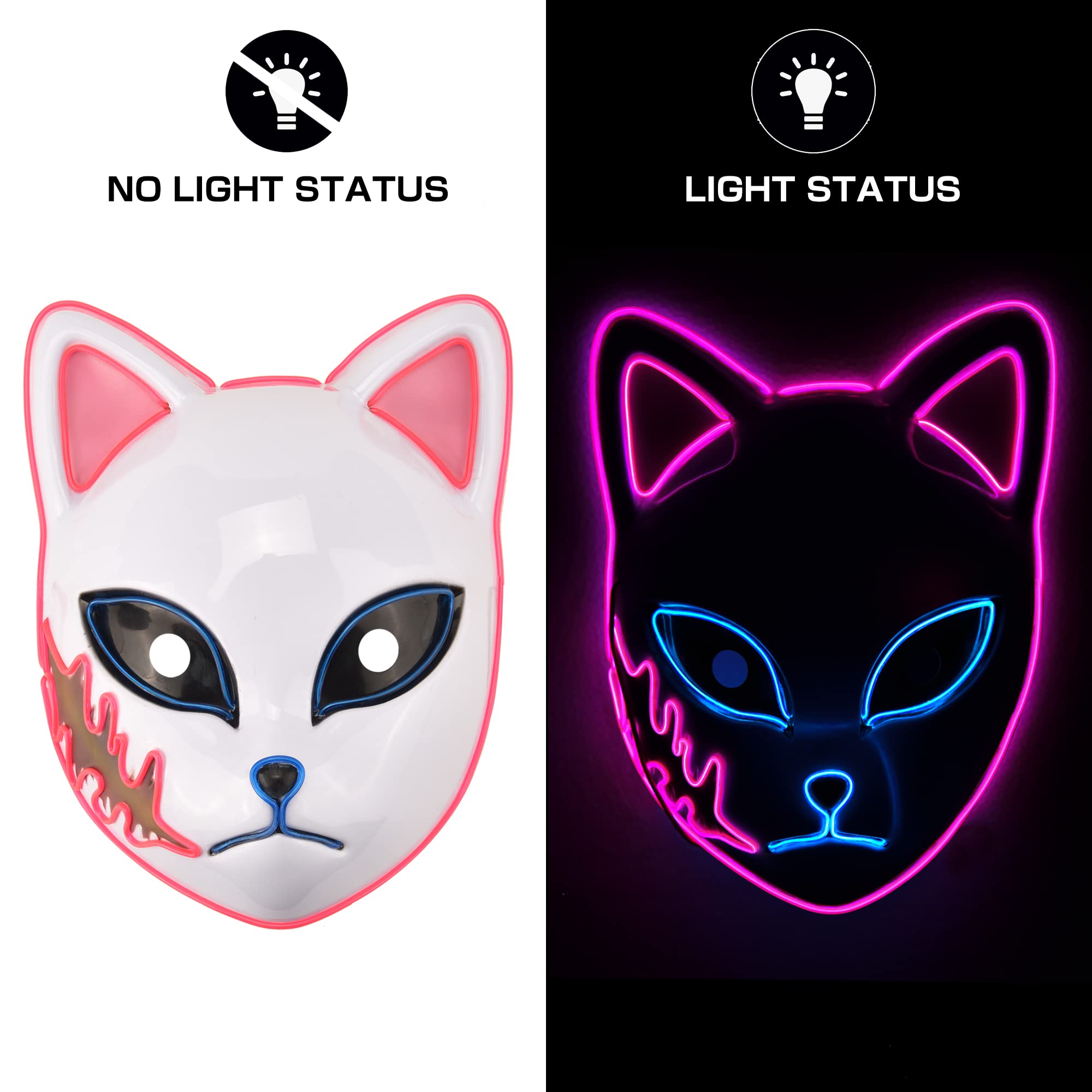 Buy Demon Slayer Mask Japanese Anime Mask, Led Halloween Mask Demon Fox