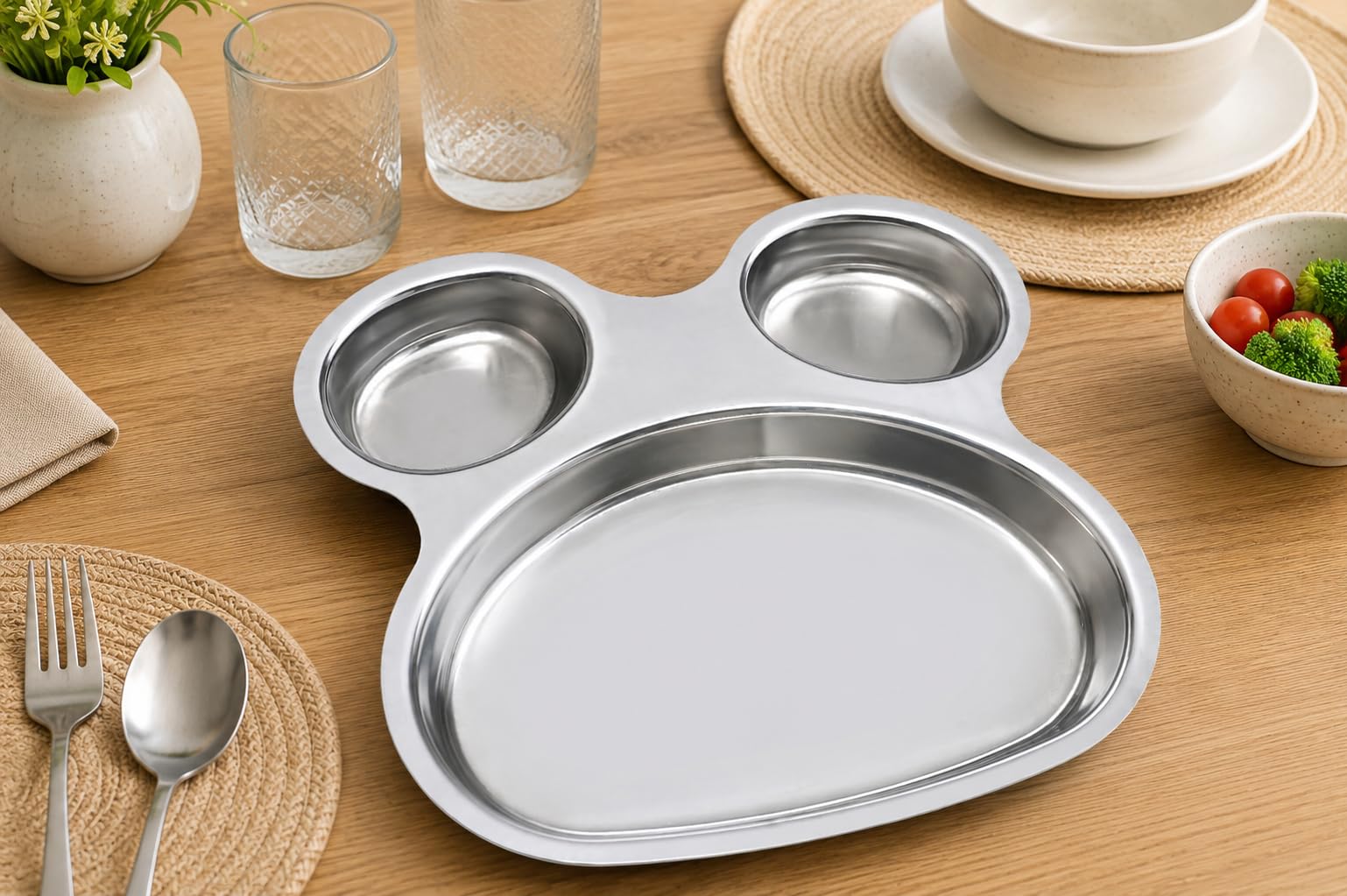 Clazkit Stainless Steel Micky Plate for Kids, Perfect for Small Meals, Snacks, or Mini Meals, Dinner Plates for Baby - Unbreakable Dinner Plates - Ideal for Birthday, Return Gifting - Tot Plate-image-28