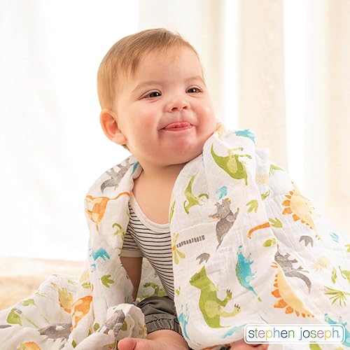 Miniatura 7 de Stephen Joseph, Manta de muselina para bebés niñas y niños, manta de recepción para recién nacidos, 100% algodón, envoltura para envolver al bebé,