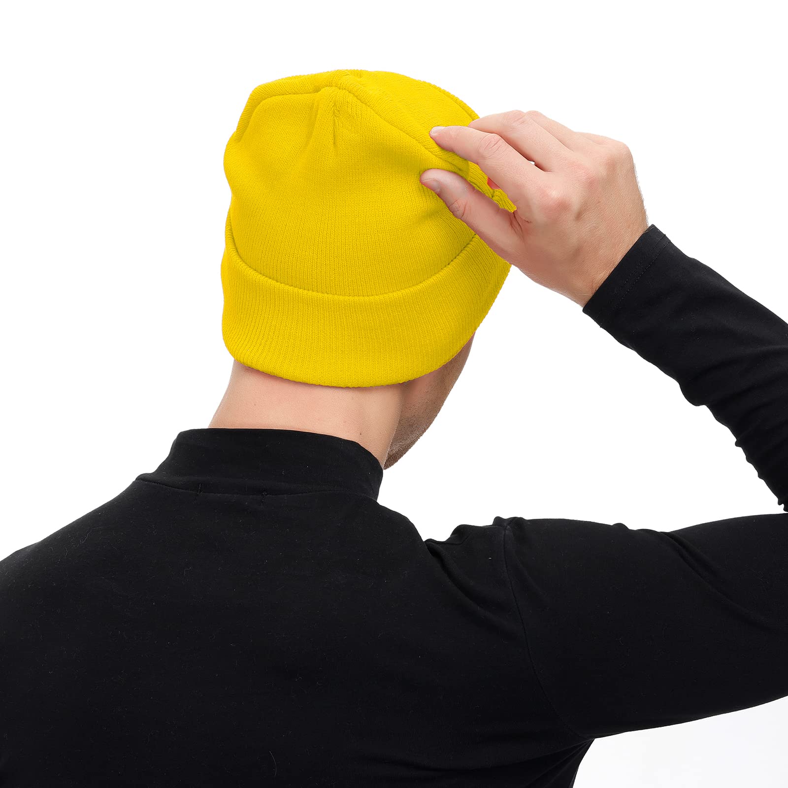 American Trends Gorro unisex cálido de invierno, gorro de punto suave, gorro liso de calavera para hombres y mujeres, gorro ligero