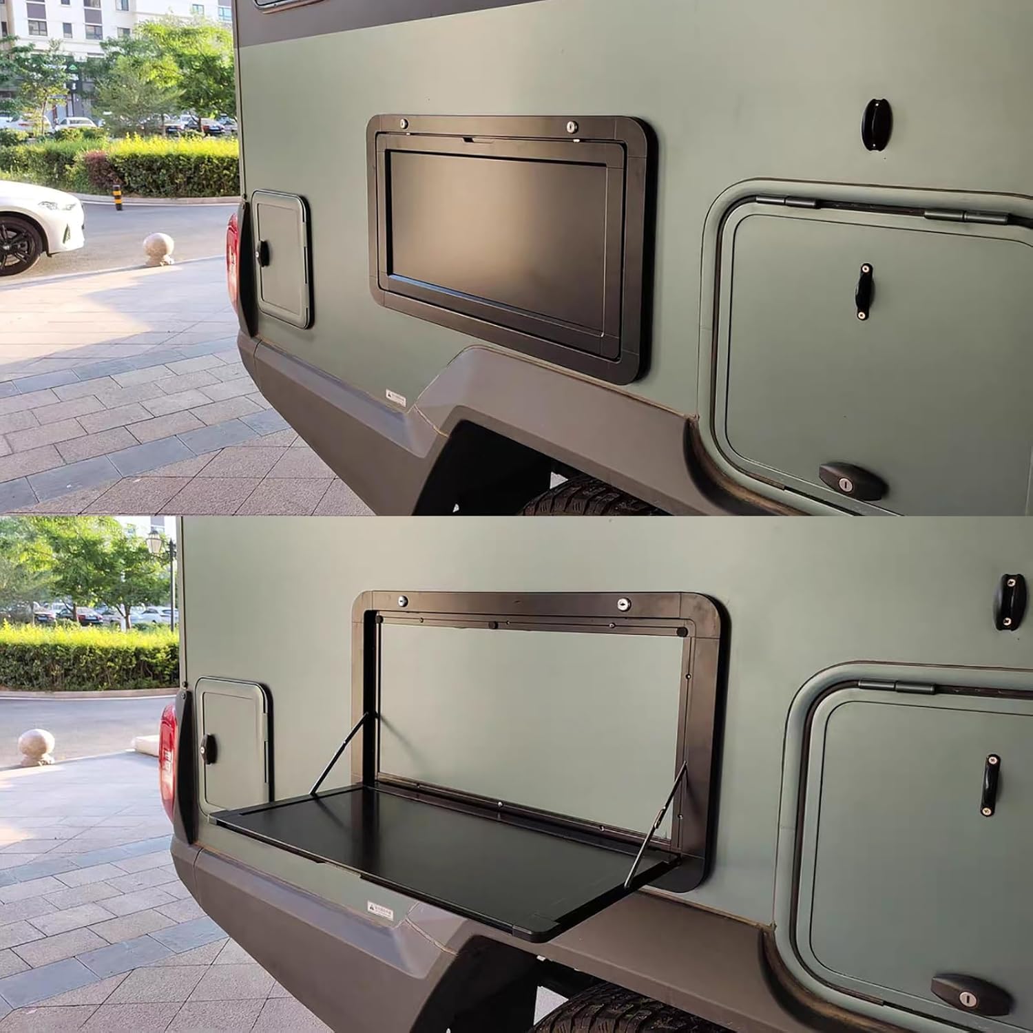 Wandklapptisch für Wohnmobile,Wohnmobil-Aluminium-Klapptisch,klappbarer Wandtisch,Hängender Esstisch,80*45cm,für Wohnmobil Wohnwagen Picknick,Geeignet für Picknick im Freien,Maximale 25 KG (Black)