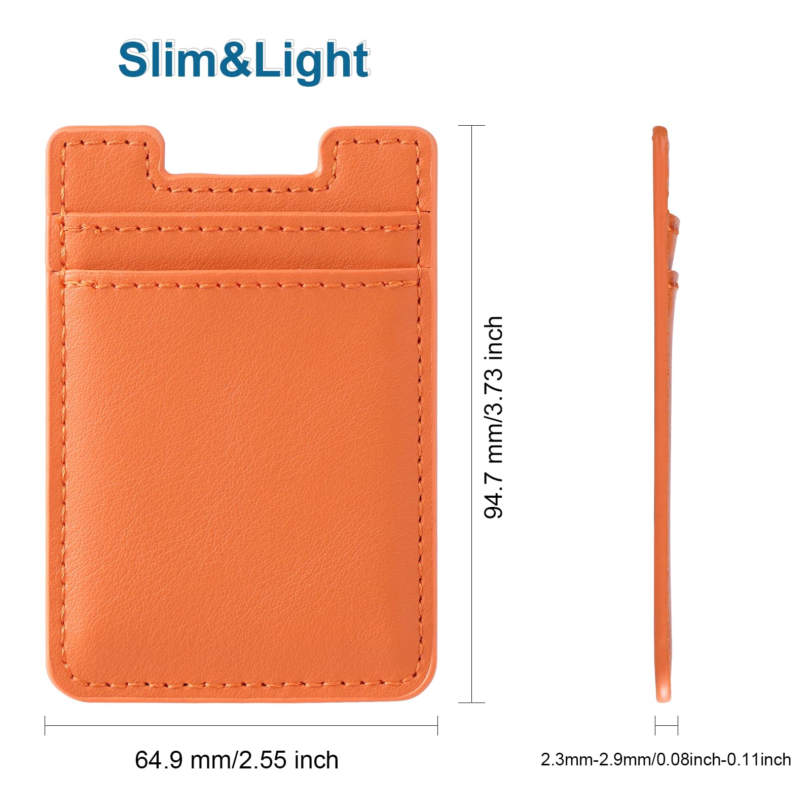 Fulgamo Handy-Brieftasche, Leder, Kartenhalter, selbstklebend, Kreditkartenfach für Rückseite der Handyhülle, iPhone und Android, Orange, Rot, 2 Stück