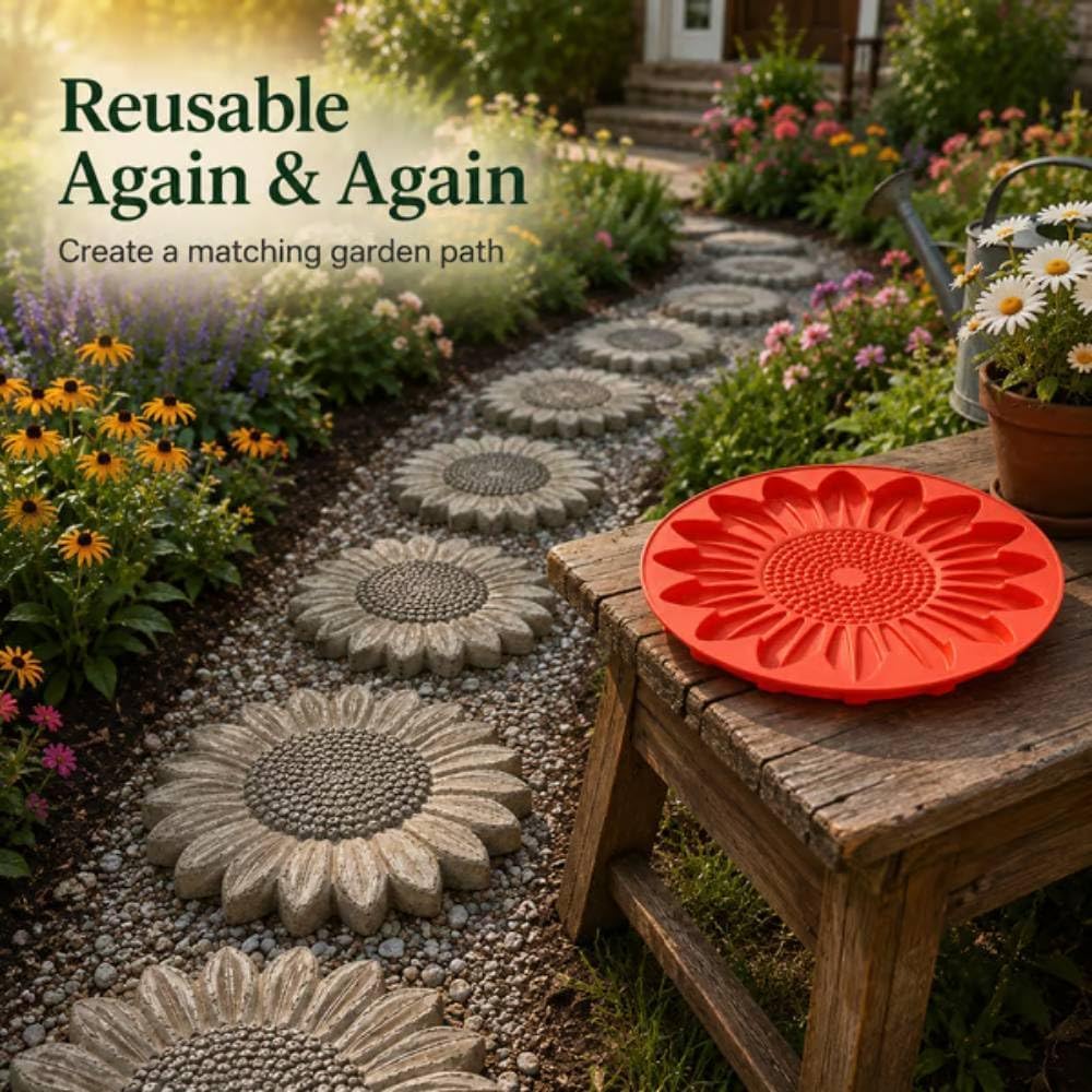 Molde de piedra para jardín, molde reutilizable de silicona para adoquines de hormigón, herramienta de fundición de caminos DIY de 15,7 pulgadas, decoración de césped de patio，#E