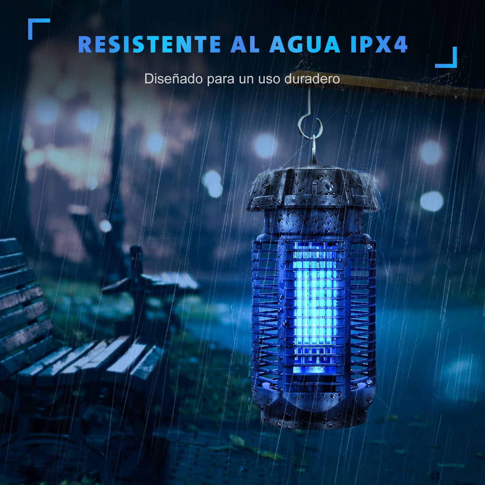 Lampara Antimosquitos, 20W UV Mata Mosquitos Electrico, Lampara Antimosquitos Exterior Interior, IPX4 Impermeable, Adecuado para Jardines, Salas de Estar, Camping Etc., Cable de 1,5 m
