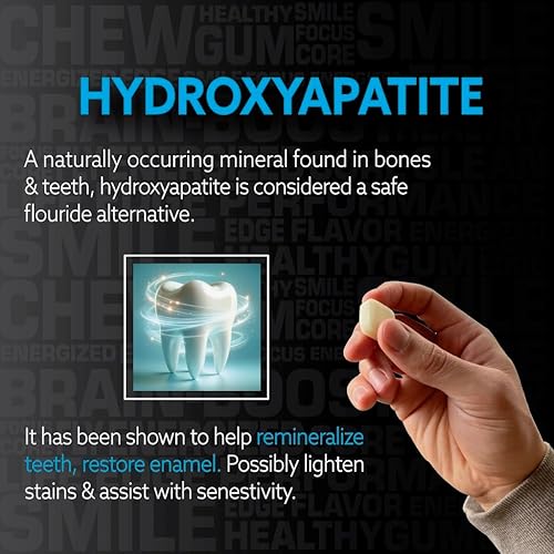 Miniatura 3 de Liquid Core Smile Goma de mascar de carbón activado con aceite MCT, hidroxiapatita y xilitol, goma de mascar de limpieza de dientes, menta helada