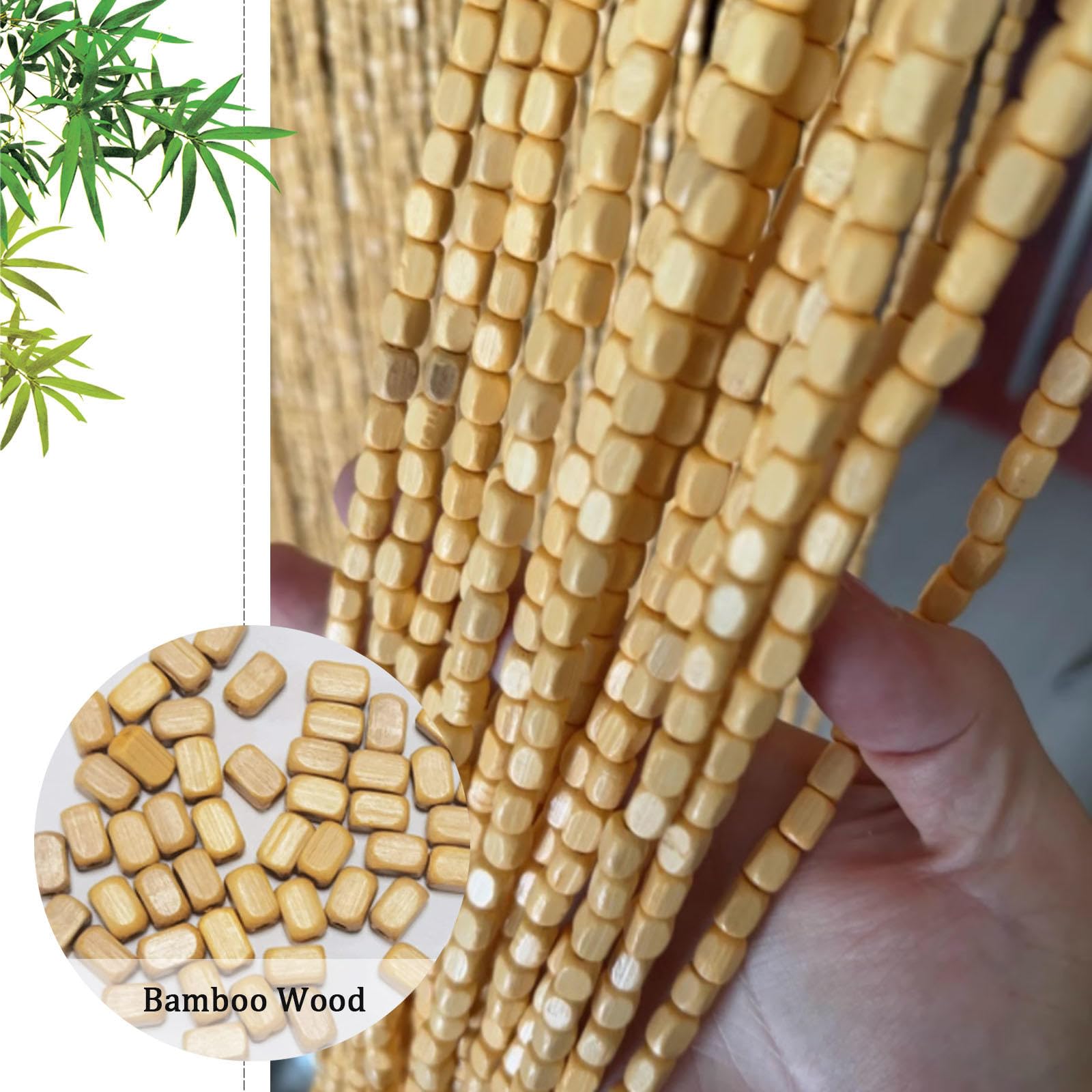 Rideau En Perles De Bambou,Rideau De Perles En Bois Cloison Pour Porte, 50/60/80/90/110/120/140cm Rideau De Perles En Bois Jaune,Rideau D'été Anti-Mouches,Personnalisable,WxH-120strands-120x210cm
