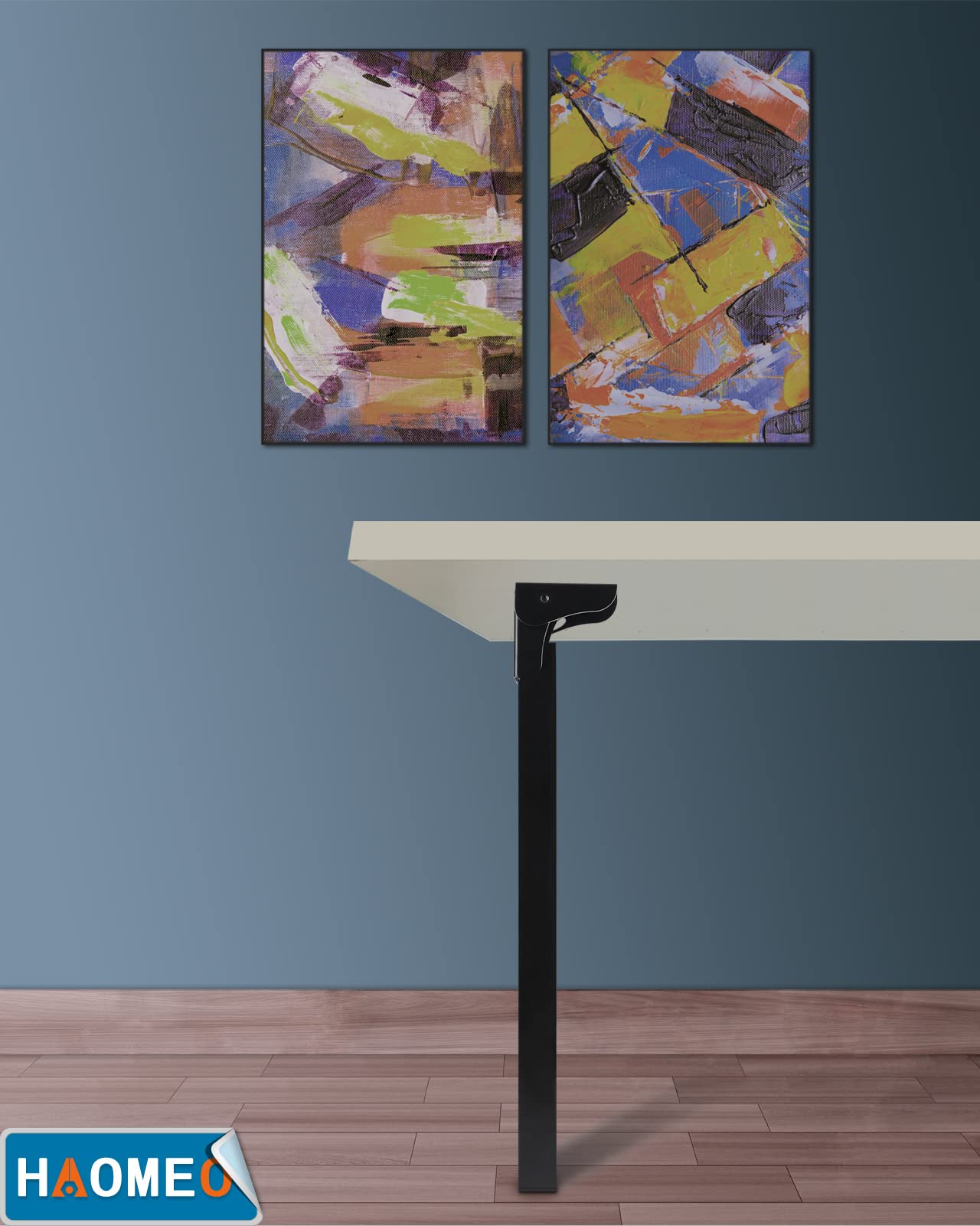 Pied Table Rabattable, Pied de Table Pliable, Base Pliant | Hauteur: 35 cm | Design: Metal Noir | Carré: 2.5 x 2.5 cm | pour Camping Car, Van Aménagé, Caravane, Restaurant, Lit, Canapé | Lot de 2