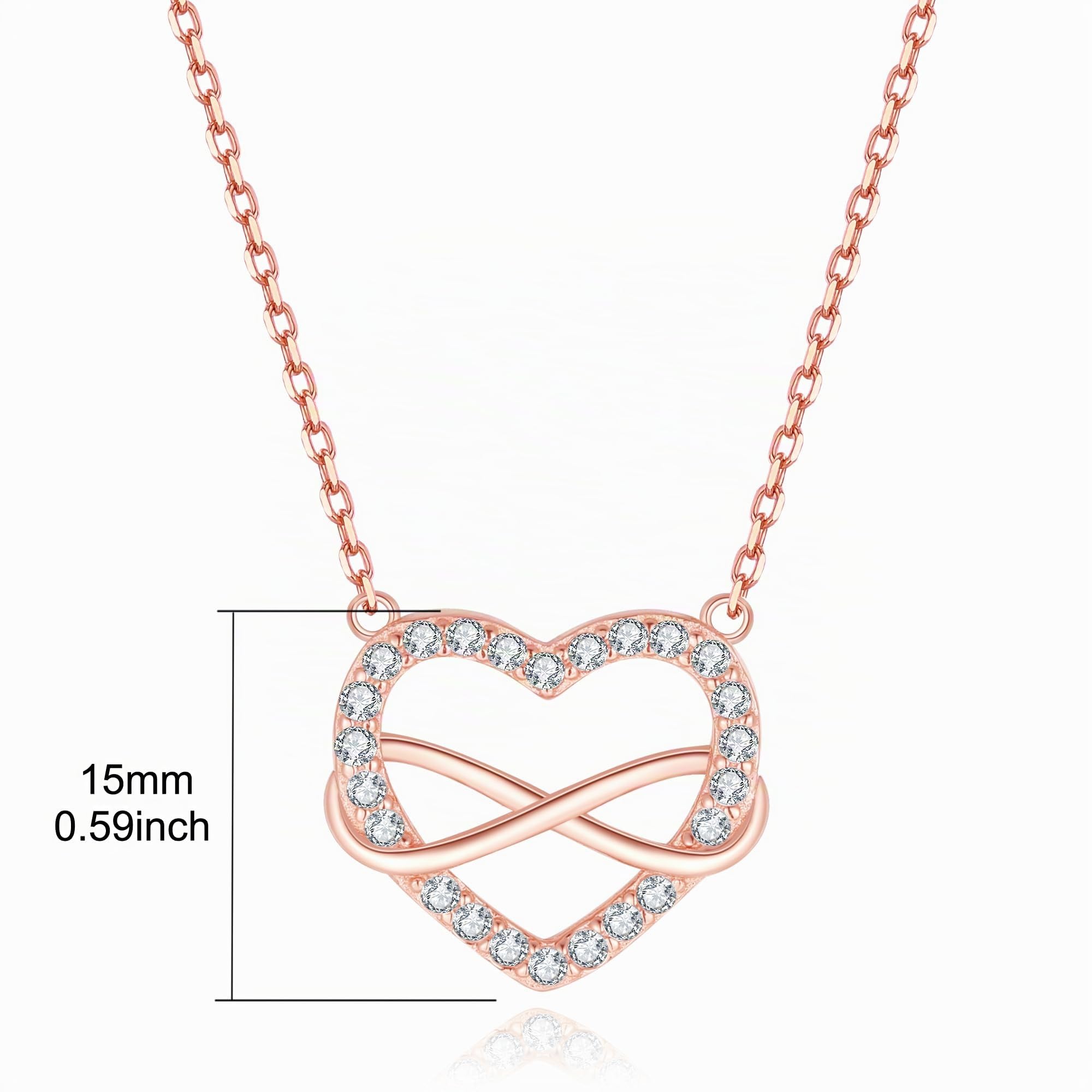 Jrêveinfini Collar de Corazón Infinito en Plata de Ley 925 - Elegancia y Simbolismo para Mujeres y Niñas, Regalo Cumpleaños Mujer Niña Mama con Caja de Regalo, Ajustable 40+5cm