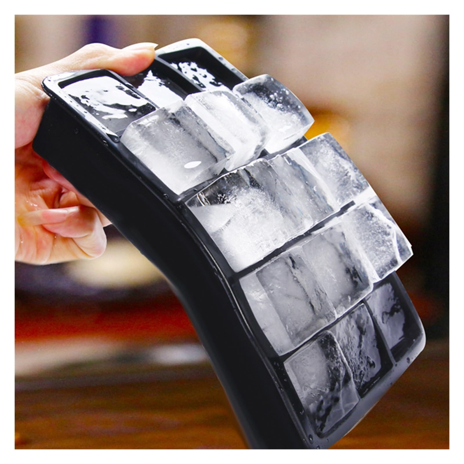 Vassoio per cubetti di Ghiaccio Vassoio per Ghiaccio Grande in Silicone Stampo per Vassoio Quadrato per Uso Alimentare Grande Stampo Fai-da-Te Bar Pub Wine Ice Blocks Maker Model (Color : 6 Grids)