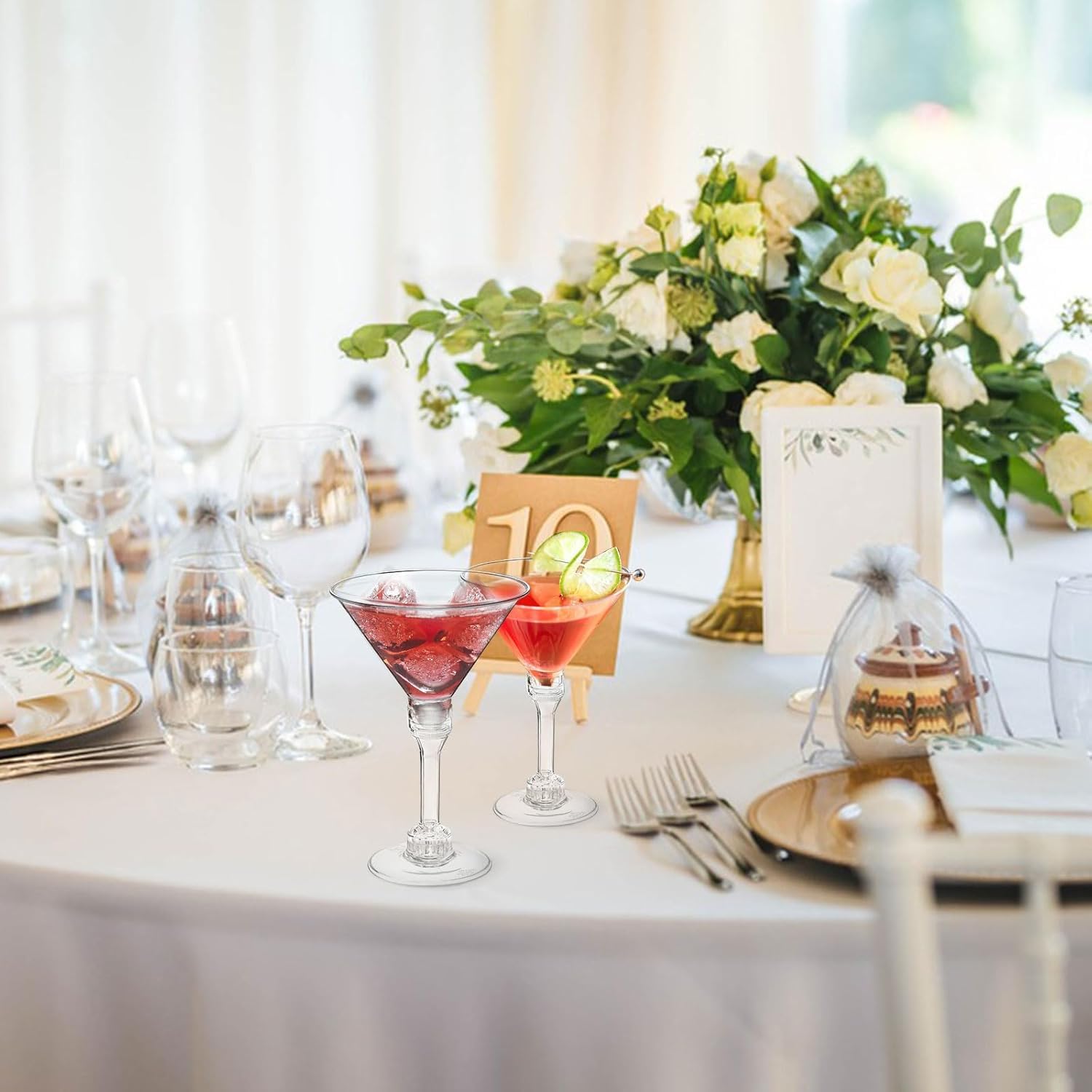 Confezione da 40 bicchieri da Martini in plastica usa e getta, bicchieri alti e margarita, perfetti per vino, dessert, antipasti e eventi