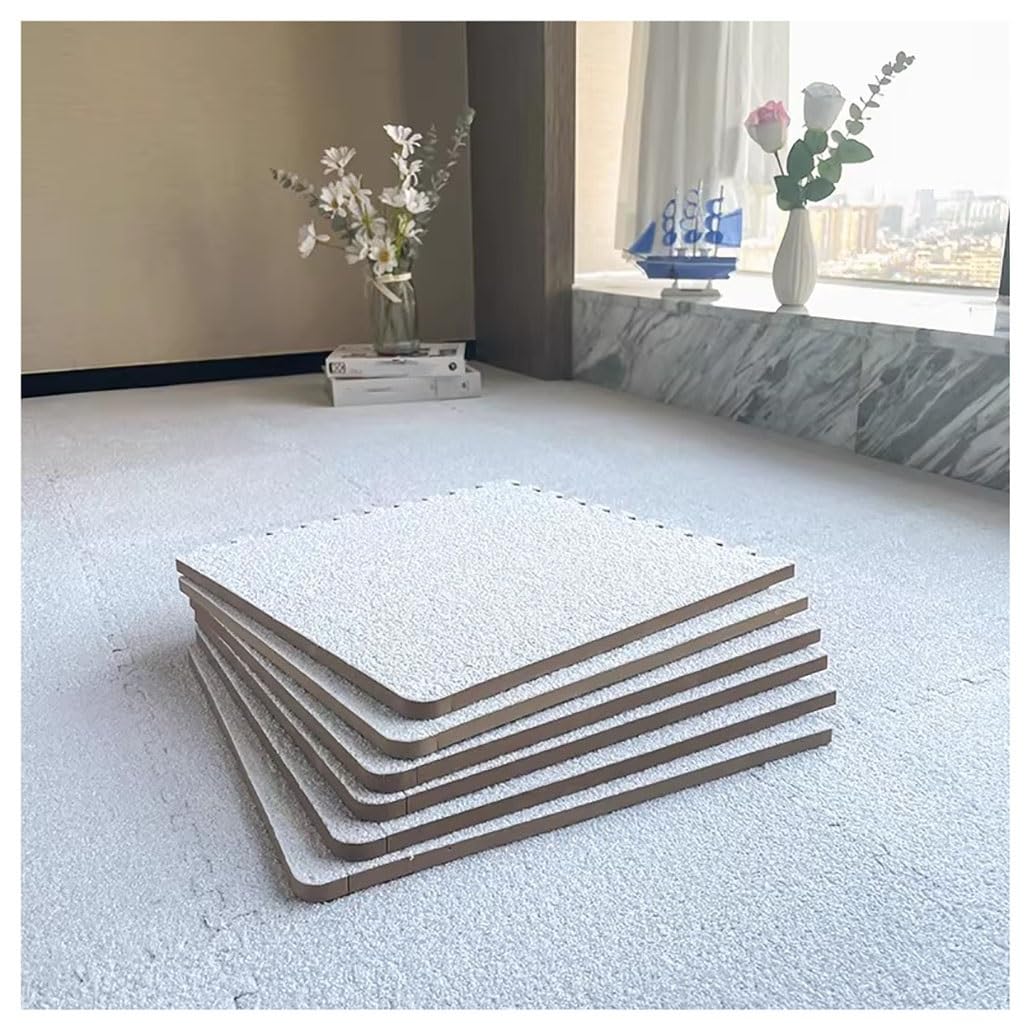 Short-pile Interlocking Carpet Tiles Thin Foam Interlocking Floor Mats Soft Comfort Solid Colored Puzzle Mat Floor Mats Four Seasons Interlocking Mat(White,20pcs)