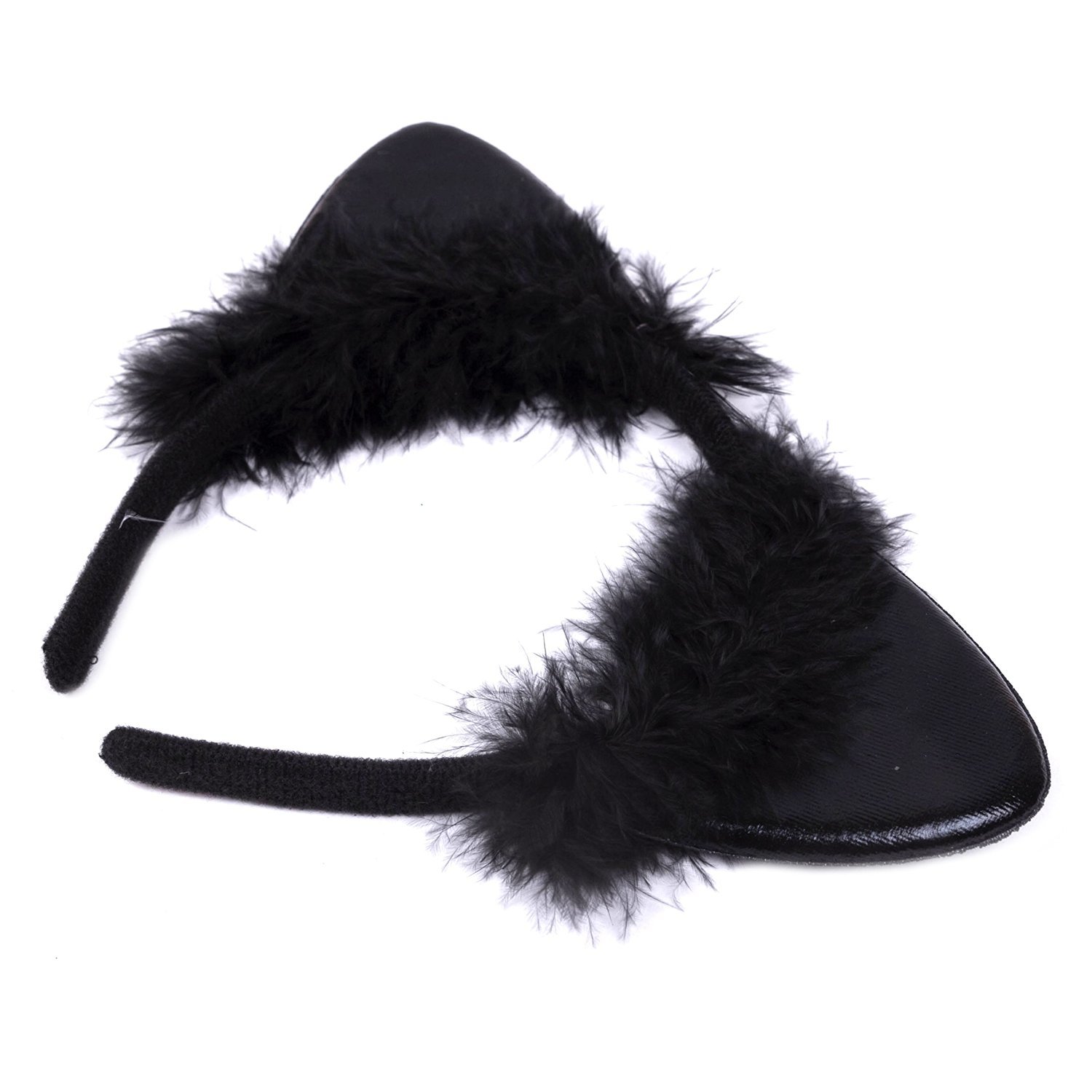 Robelli Fluffy Cat Ears Halloween Fancy Dress Headband - Black - Image 2