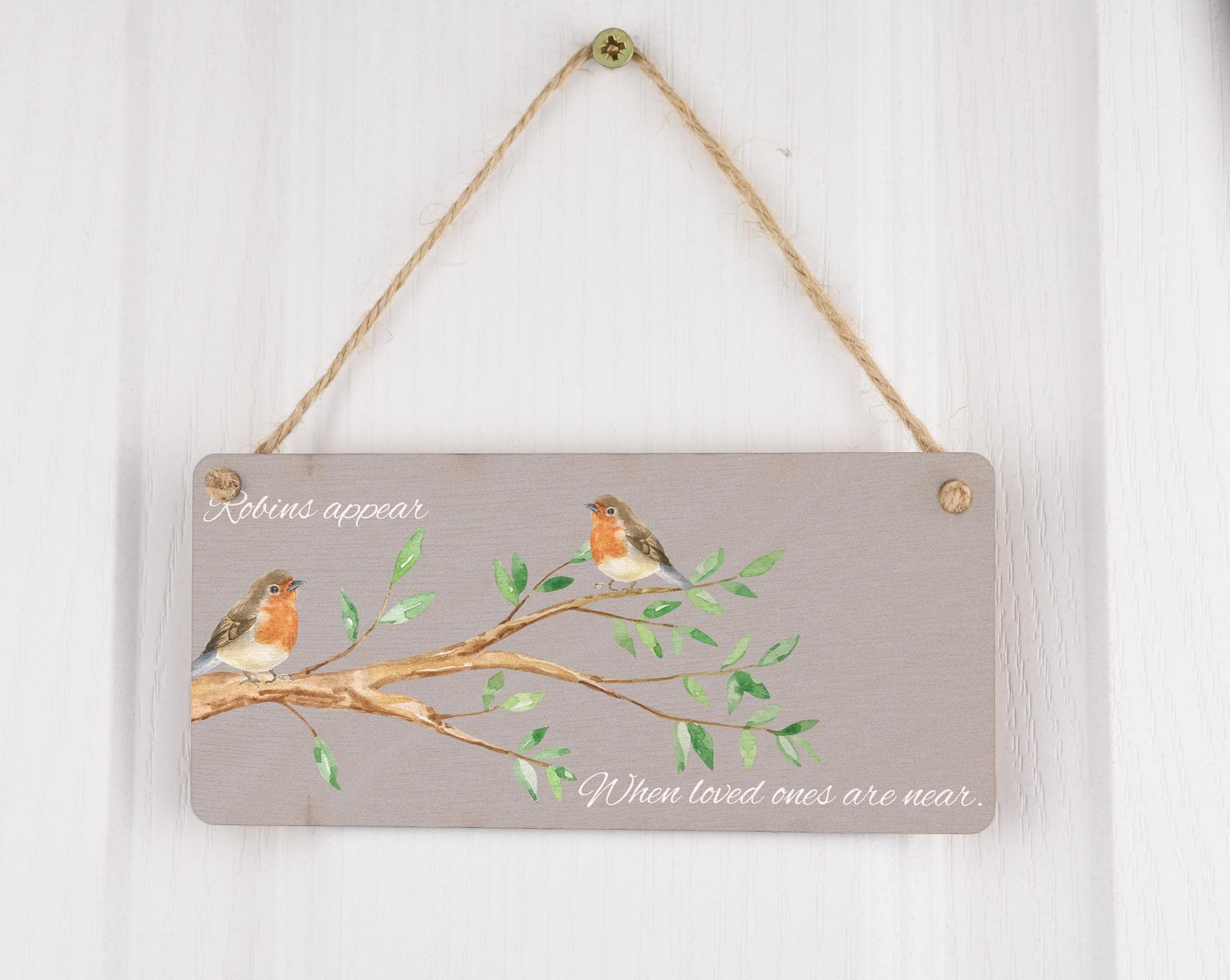 'Robins Appear When Loved Ones Are Near' Plywood Hanging Sign - Idea for Friends & Family (smlsgn-ds23-robins) - Image 4