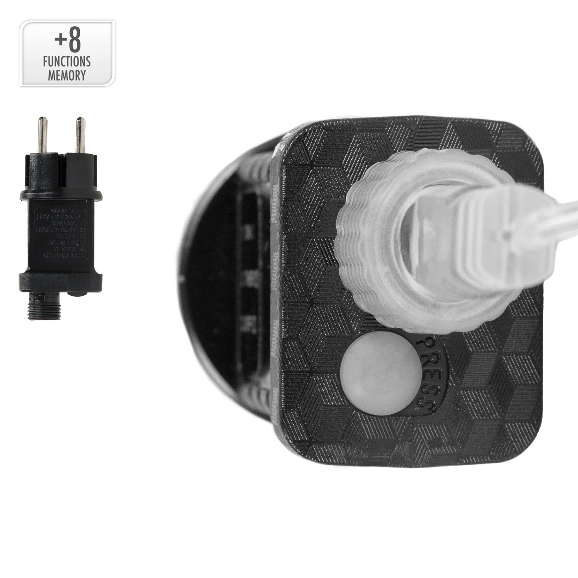 ECD Germany Kurtyna swietlna LED 220 cm ze 138 diodami LED cieply bialy, choinki i gwiazdy, 8 funkcji, dekoracja swiateczna okna do wewnatrz/na zewnatrz, lancuch swietlny swiateczny oswietlenie