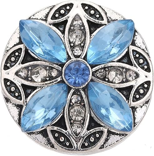 Broches Fancy Vintage, 5 piezas de botones de diamantes de imitación azules de 0.709 in joyería intercambiable a presión joyería DIY botón pulsera