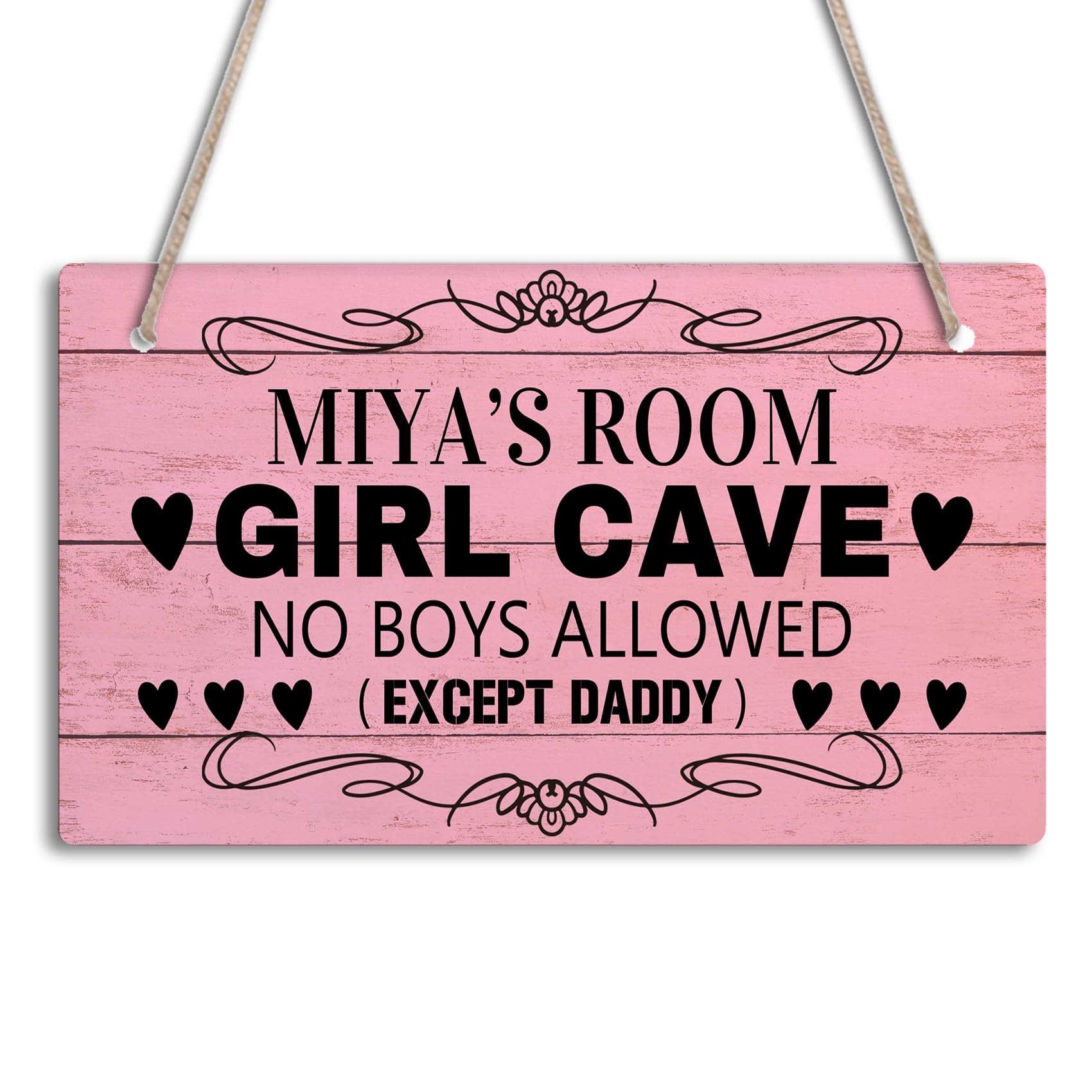 Pink Girl Cave DoorSigns for TeenGirl Bedroom Personalized Girls Name Sign No Boy Allowed Home Decor Nursery Bedroom
