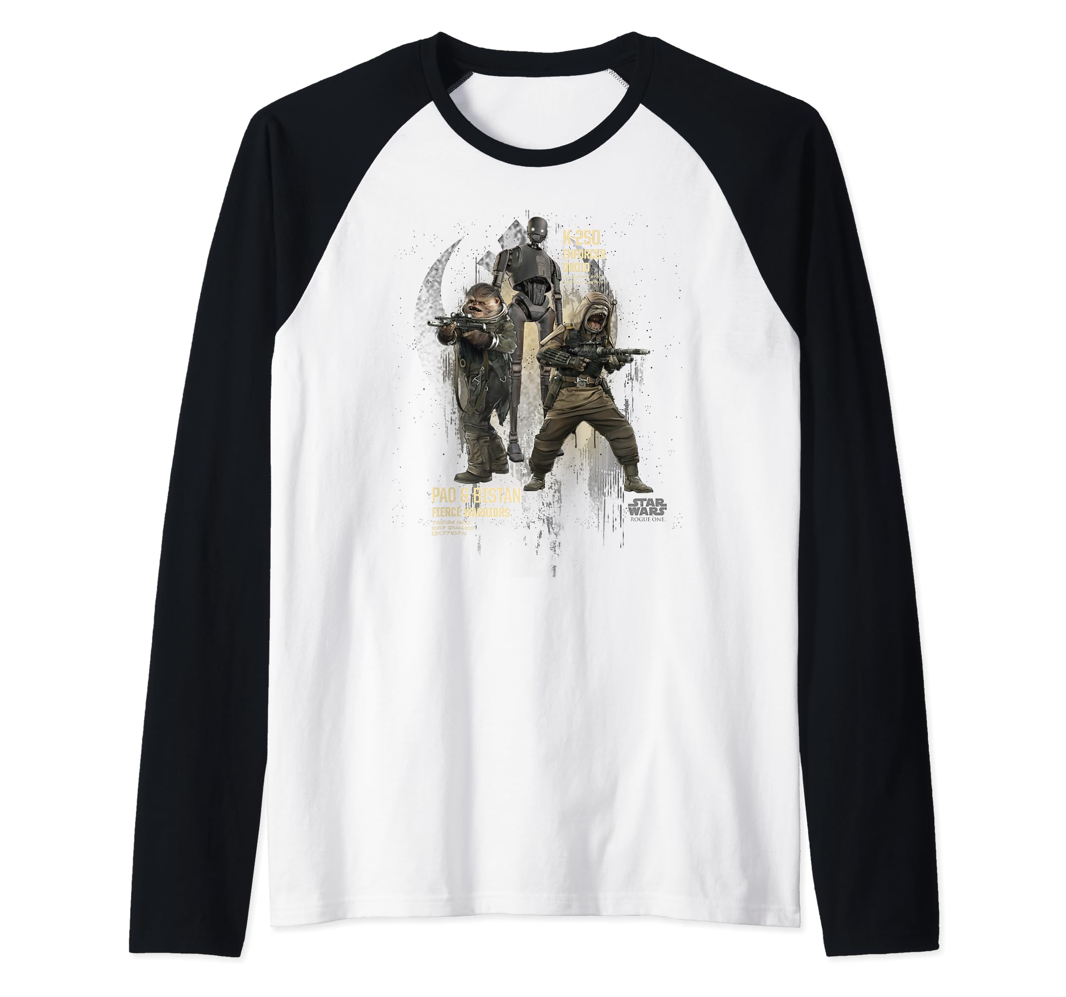 STAR WARSRouge One Pas & Biston Warriors Rebel Logo Raglan Baseball Tee