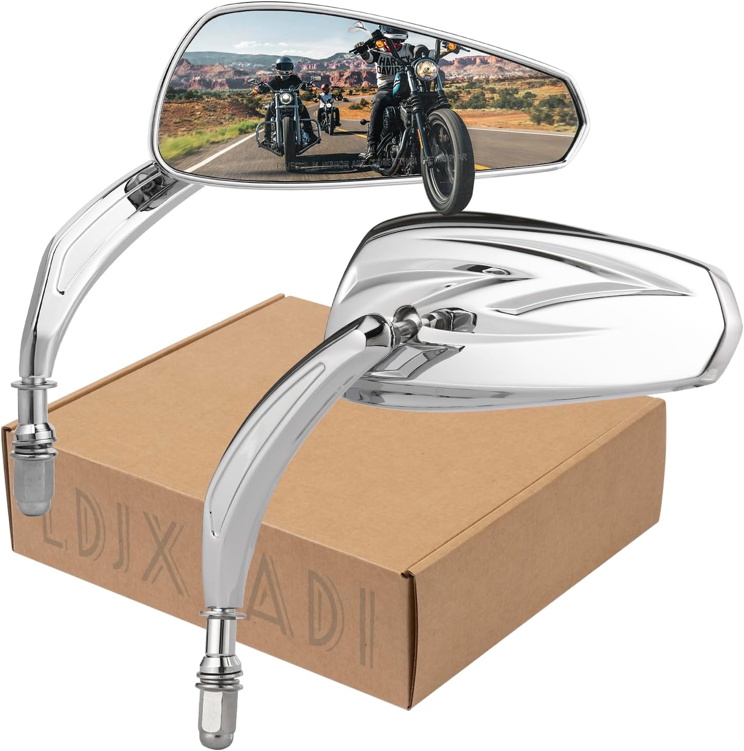 Motorcycle Chrome Rear view Mirrors for Sportster Road King Street Electra Glide Road Glide Dyna Softail 1982-2024(Chrome)