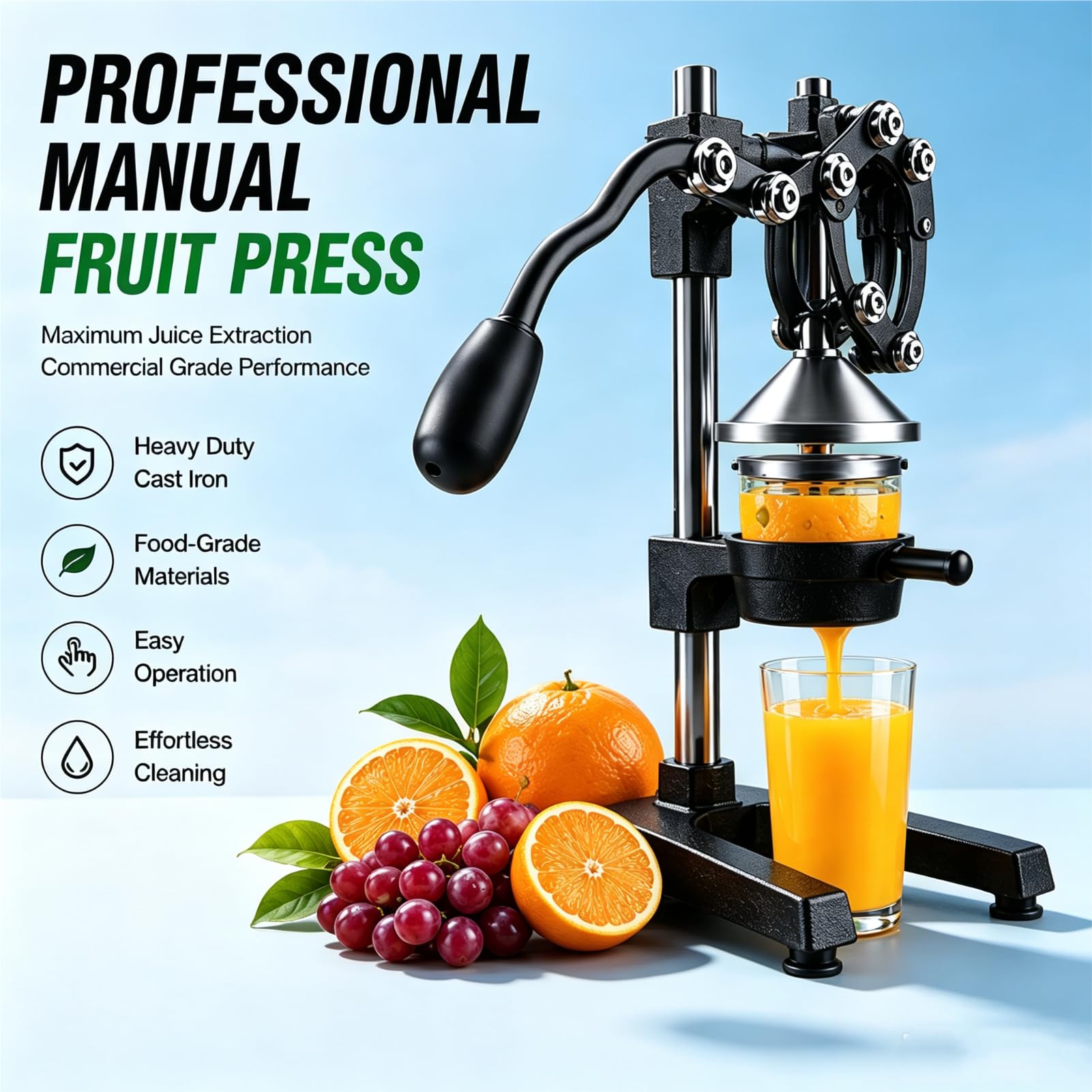 Professionale Ghisa Spremiagrumi Manuale con Manico Ergonomico Lung
