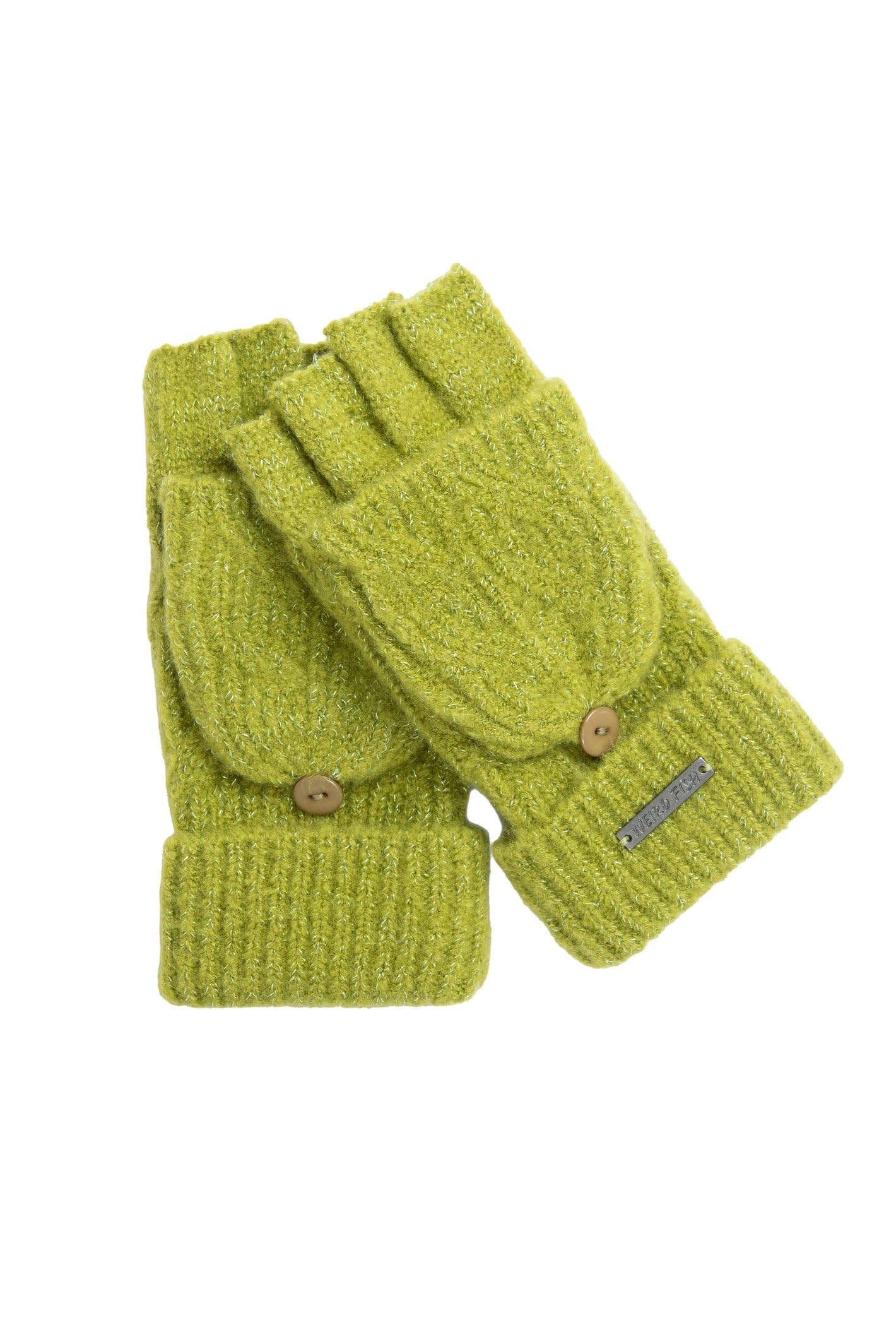 Weird Fish Women's Cassell Sparkle Fingerless Gloves in Green