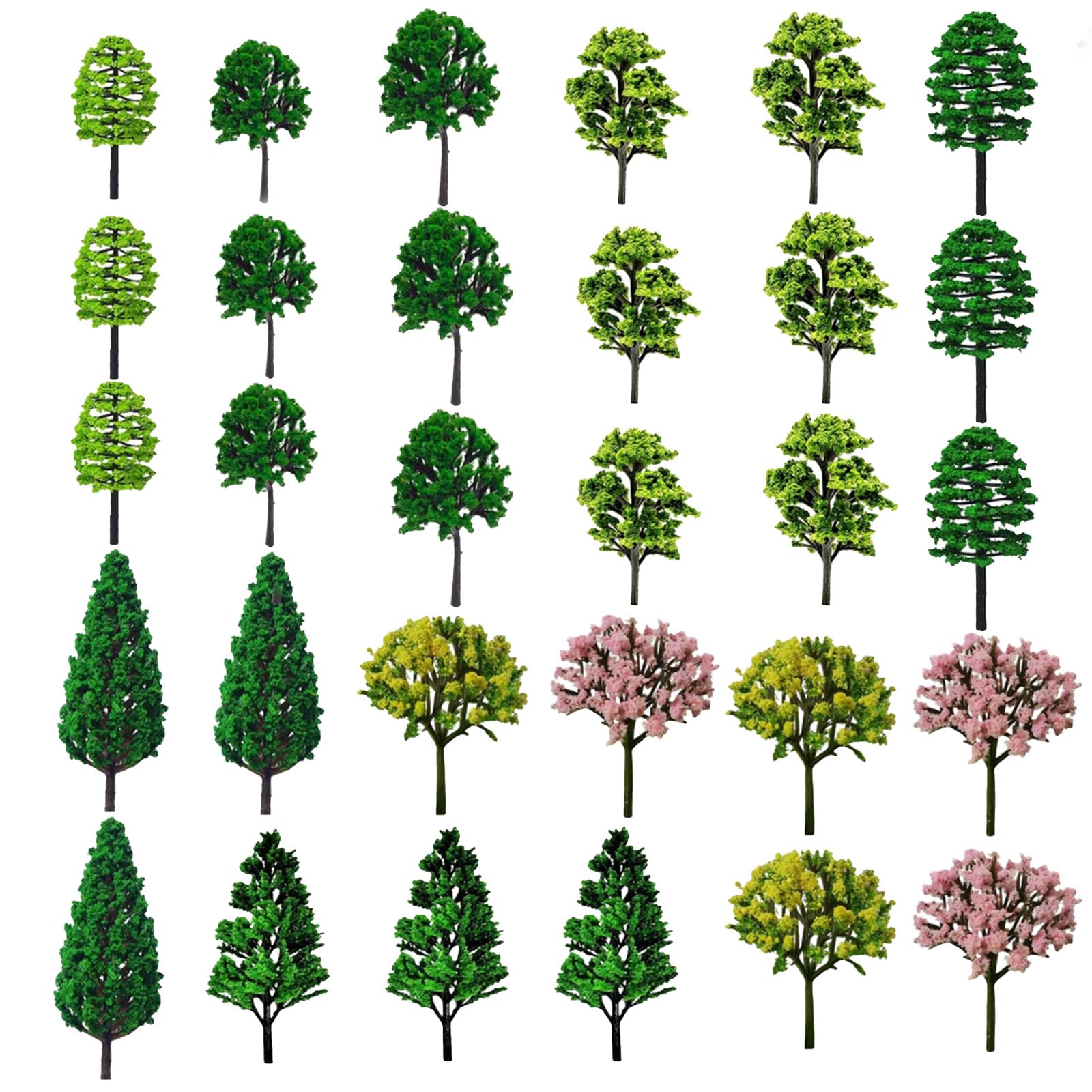MIPIACE 30 Pieces Miniature Tree Mixed Style 1.38-2.56 inch Mixed Model Trees Model Building Trees Mini Miniature Landscape Tree for DIY Landscape Sand Table Building Realistic Scene Railroad Scenery