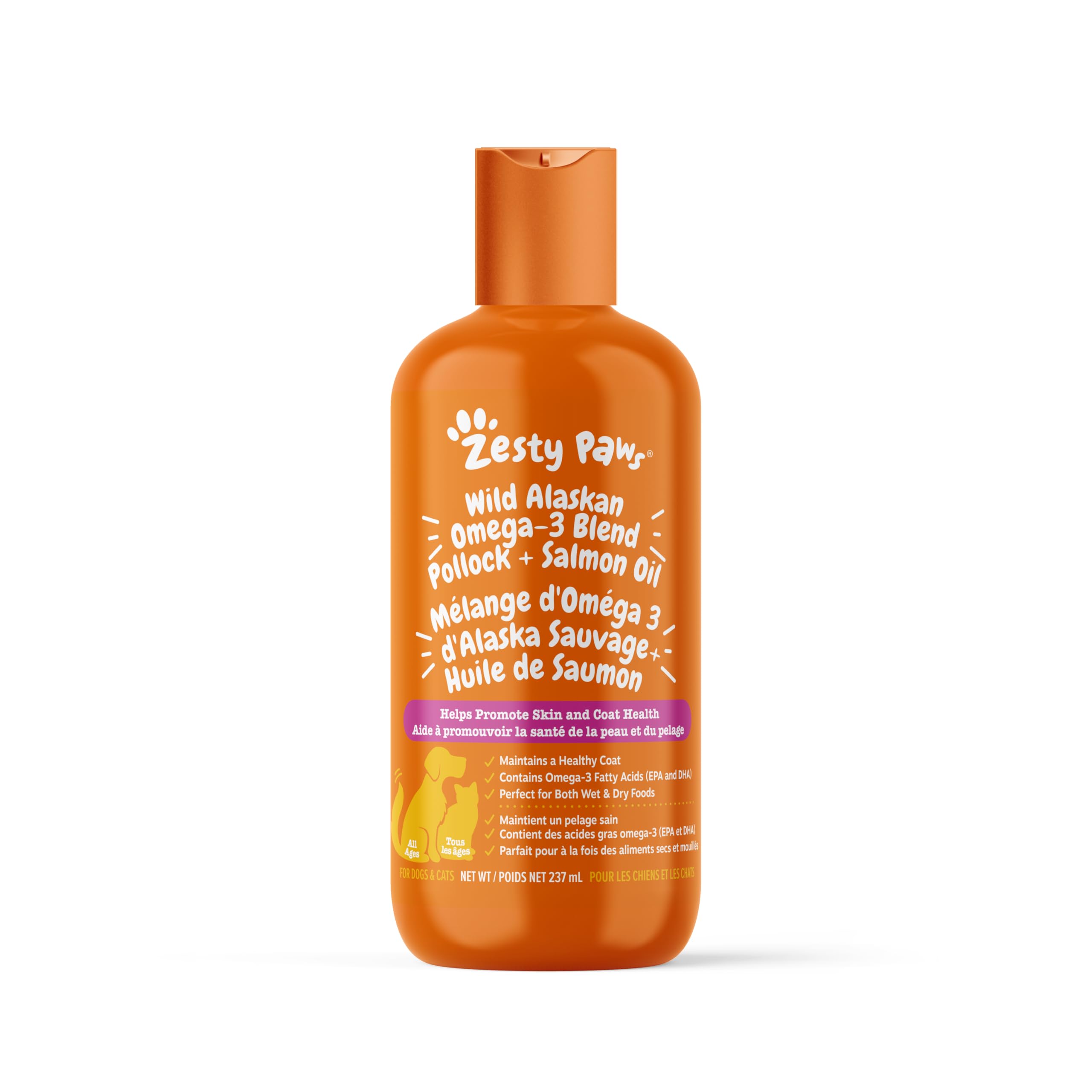 Zesty Paws Pure Wild Alaskan Salmon Oil with Omega 3 Natural EPA + DHA Fatty Acids for Skin and Coat for Dogs and Cats