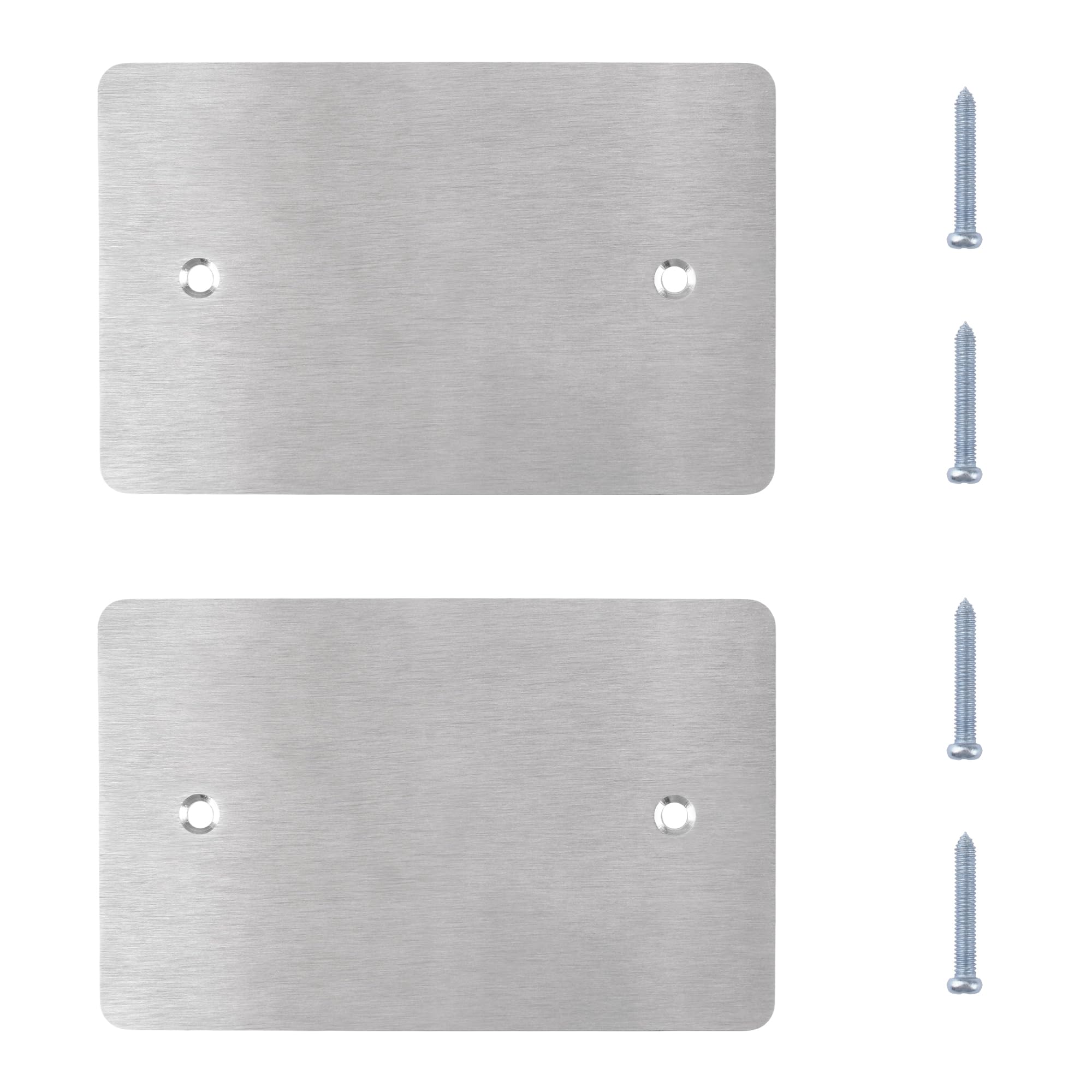 UFURMATE 2Pcs Blank Wall Plate Covers with Screws(Silver, 75 * 120mm)