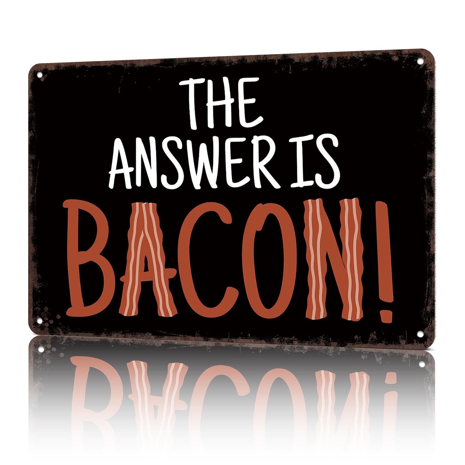KWQDOZF Vintage Metal Signs The Answer Is Bacon Funny Tin Sign Poster Wall Art For Home Room Bedroom Office Decor 8x12inch