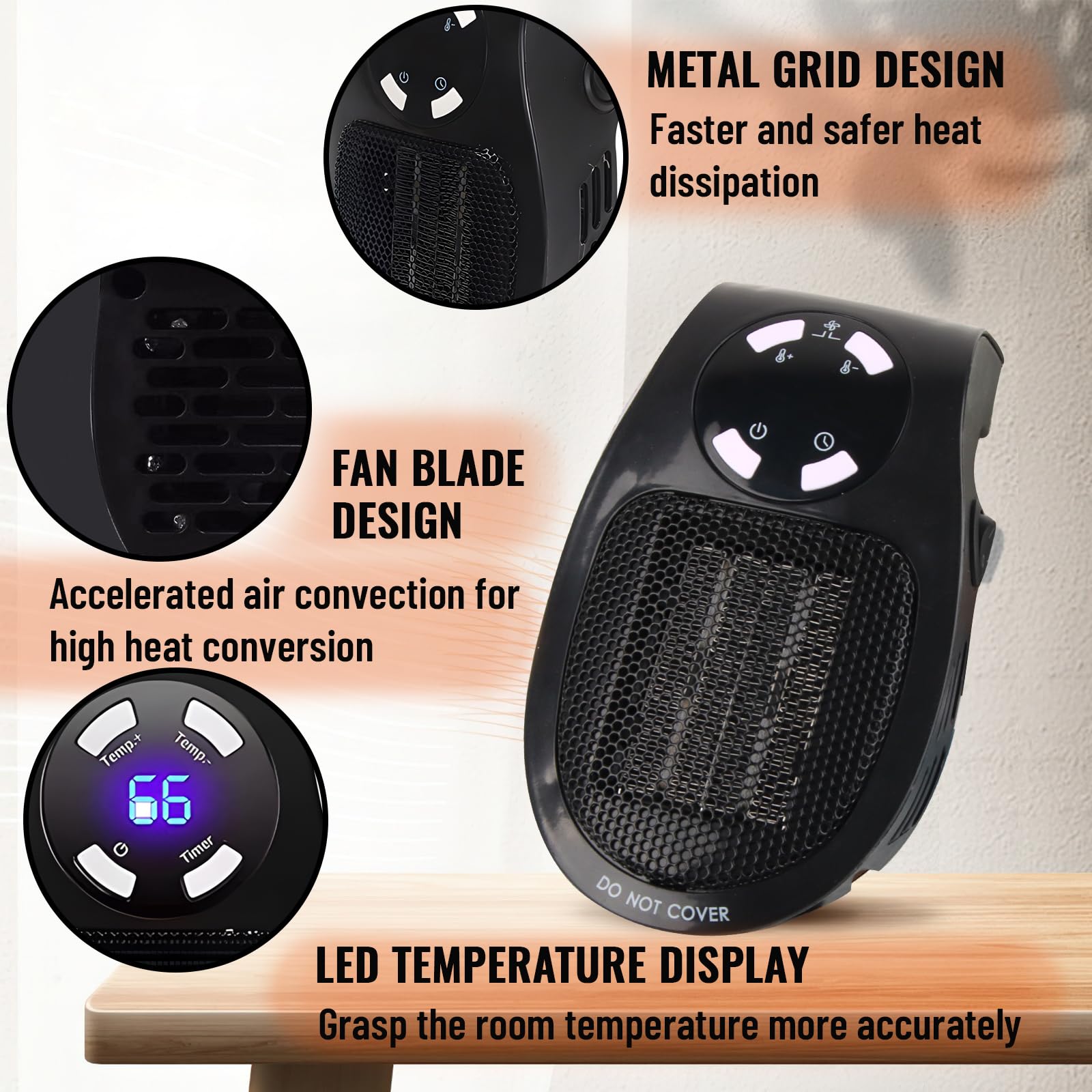 Hillylolly Keramische ventilatorkachel, 500 W, stopcontact, mini... Mrs. Jones Elektrische verwarming laag stroomverbruik Hillylolly... Afbeeldingen Verwarmingsventilator, stil, elektrisch, 500 W,... Hillylolly Keramische ventilatorkachel, 500 W, sto