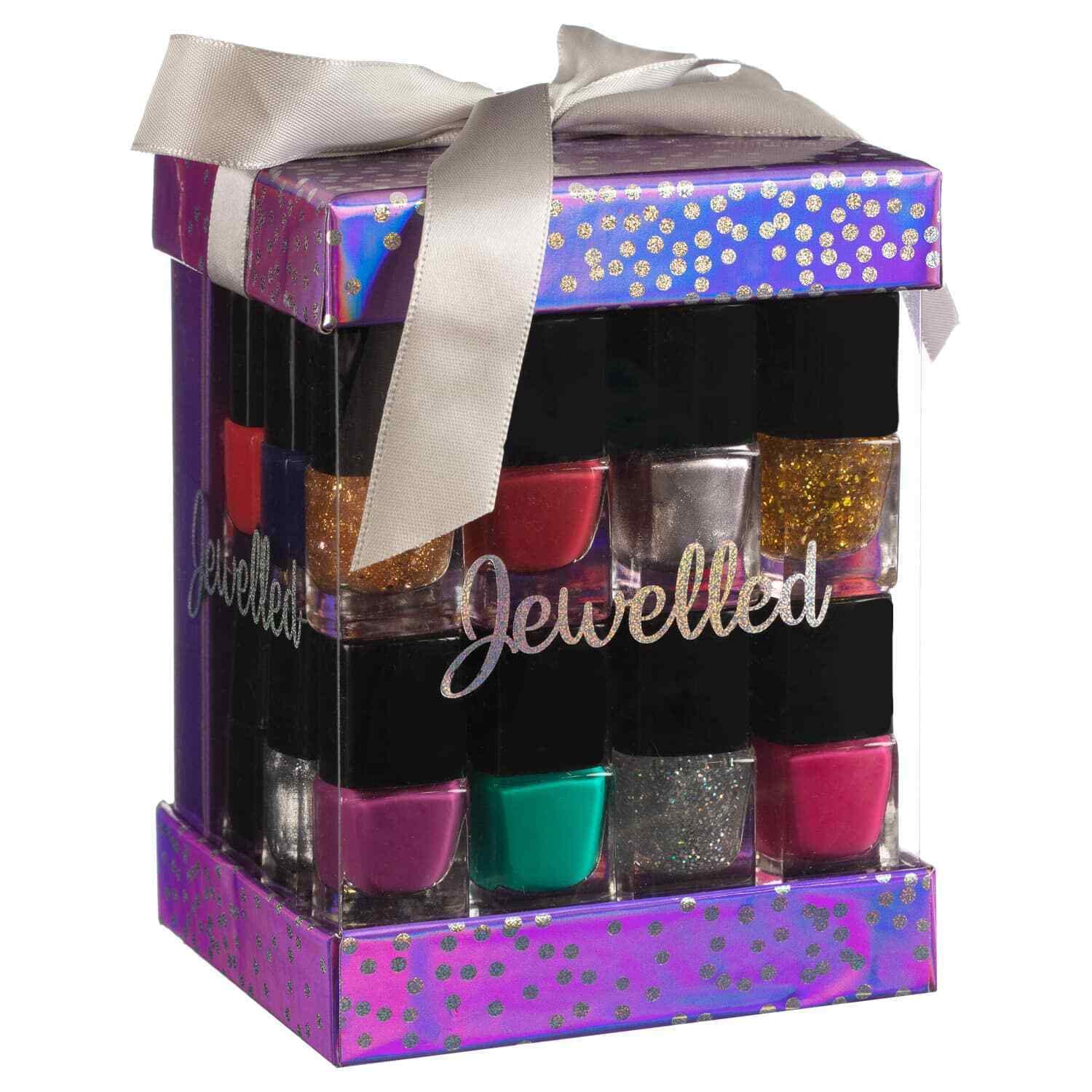Jewelled Nail Polish Set x 12 Mini Gift Set Stocking Filler Christmas - Purple