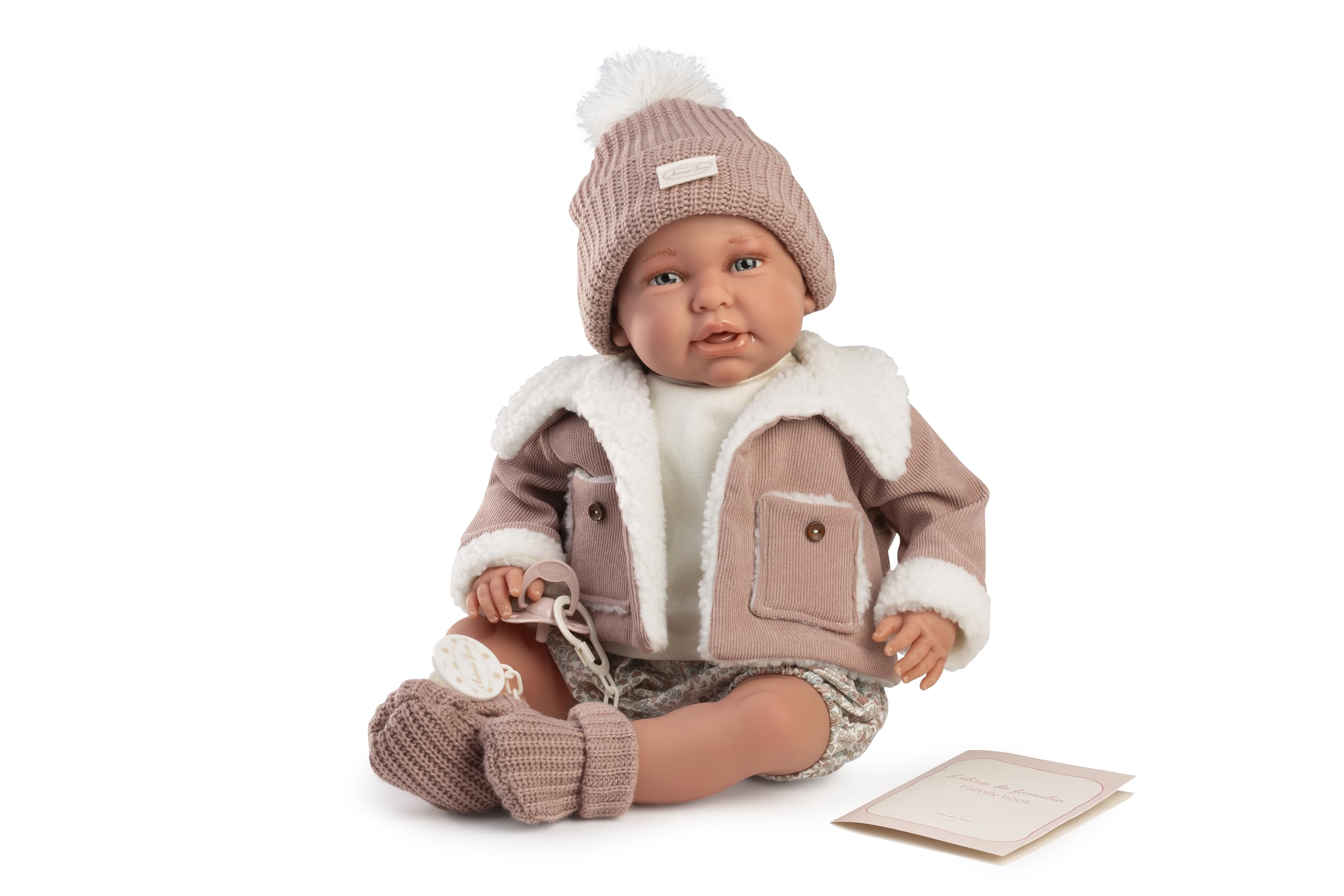 Muñecas Antonio Juan Mi Primer Reborn Daniela con Chaqueta de Borreguito, Muñeca Reborn para Niños, Juego de rol y Cuidado