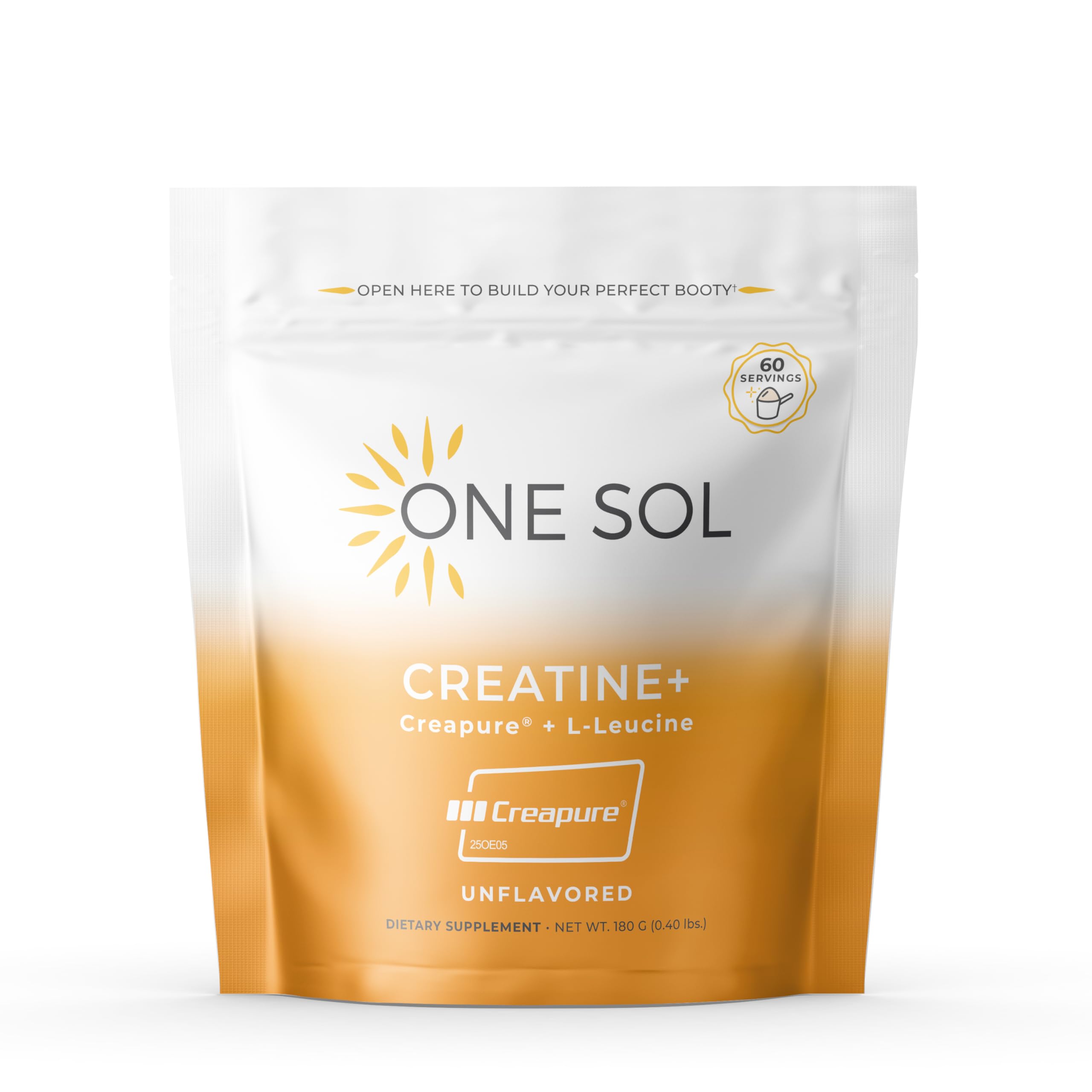 One Sol Creatine for Women Booty Gain, All Natural Women’s Creatine Powder w Creapure & Leucine, Increase Lean Muscle Mass, Reduce Recovery Time, Promotes Brain & Bone Health (Unflavored, 60 Servings)