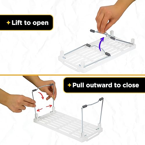 Miniatura 6 de Organizador de plástico para gabinete de cocina, estante apilable para congelador, organizador de caja de armario, estante elevador de estante,