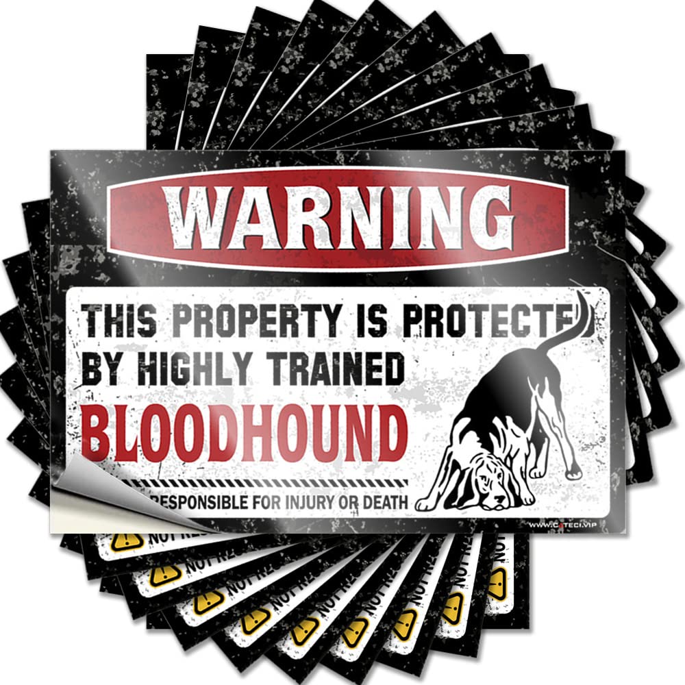 Rustic, Quote Scooter Accessories Warning This Property is Protected By A Highly Trained Bloodhound | Golden Waterproof Vinyl Stickers(12X18CM)